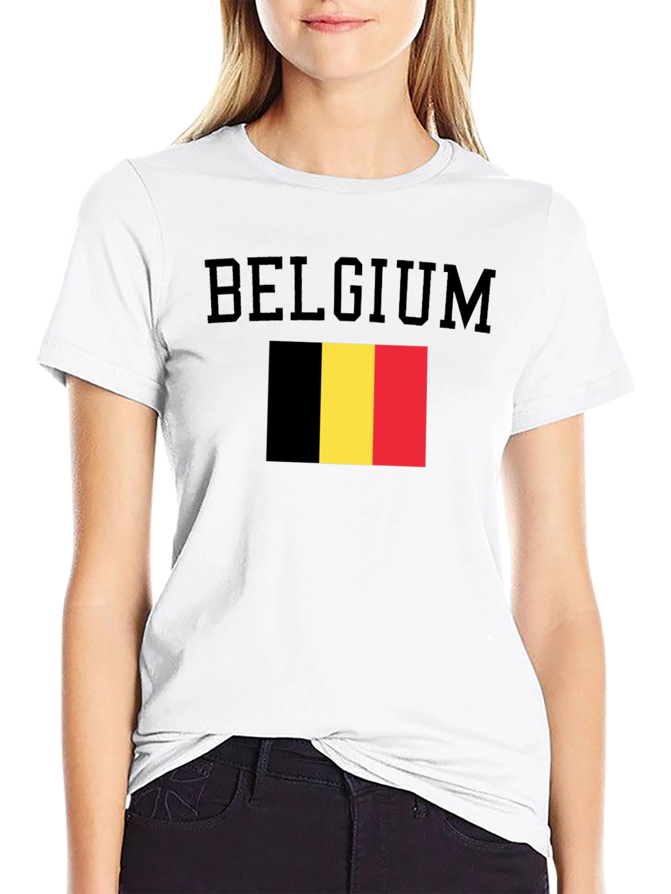 Belgium Flag Graphic Black T-Shirt