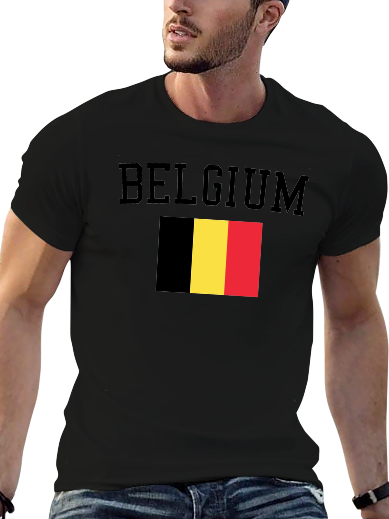 Belgium Flag Graphic Black T-Shirt
