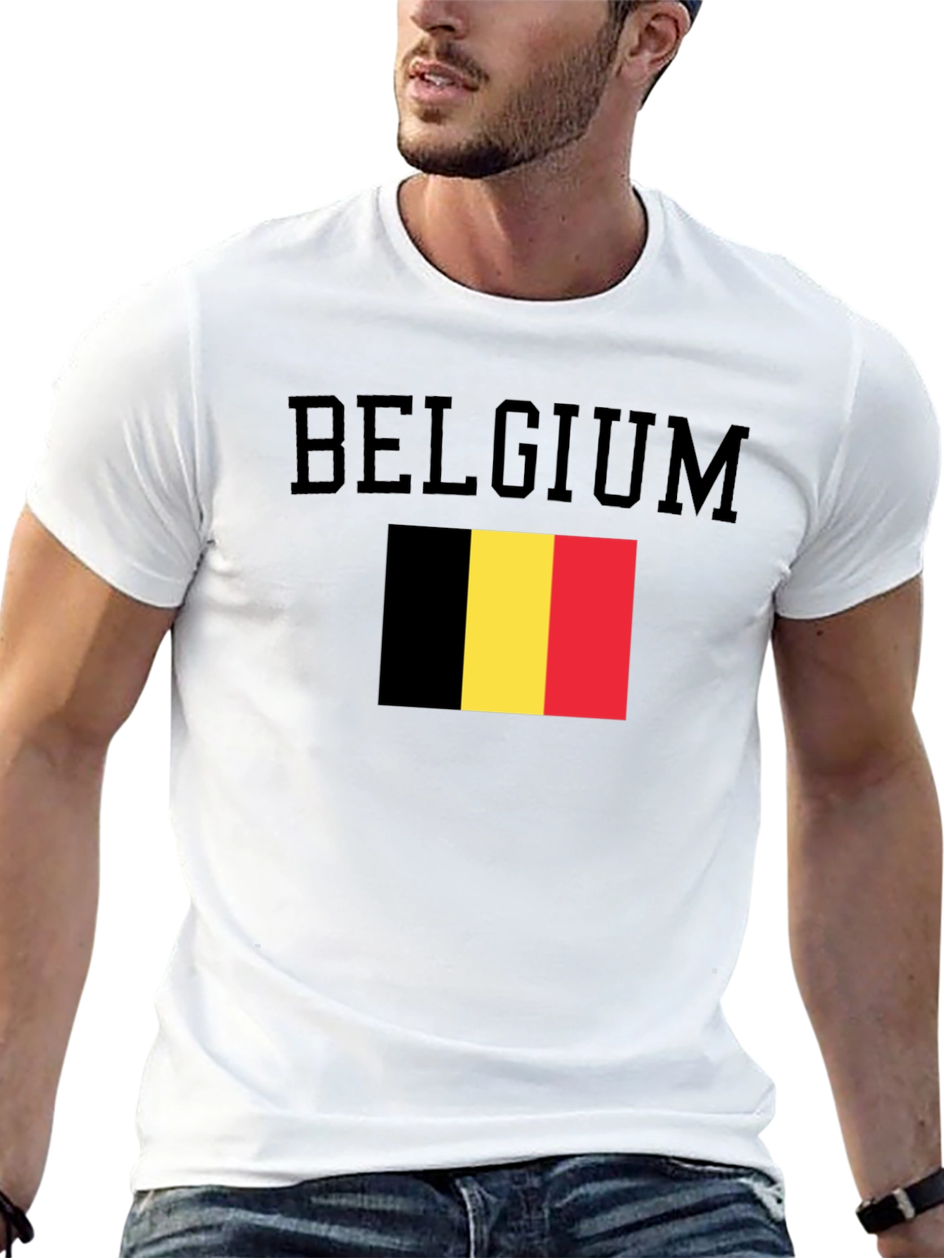 Belgium Flag Graphic Black T-Shirt