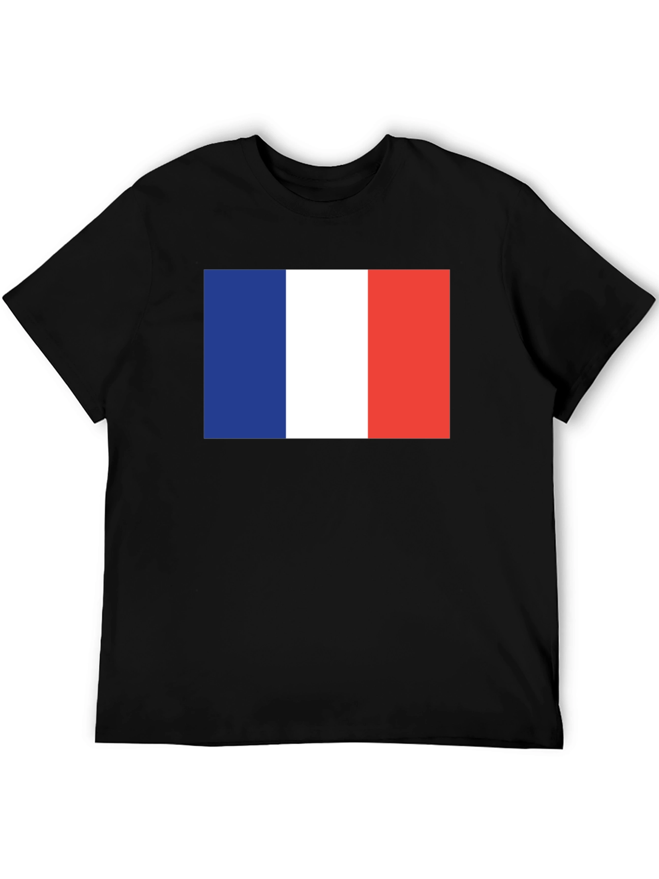 French Flag Graphic Tee - Black Cotton T-Shirt