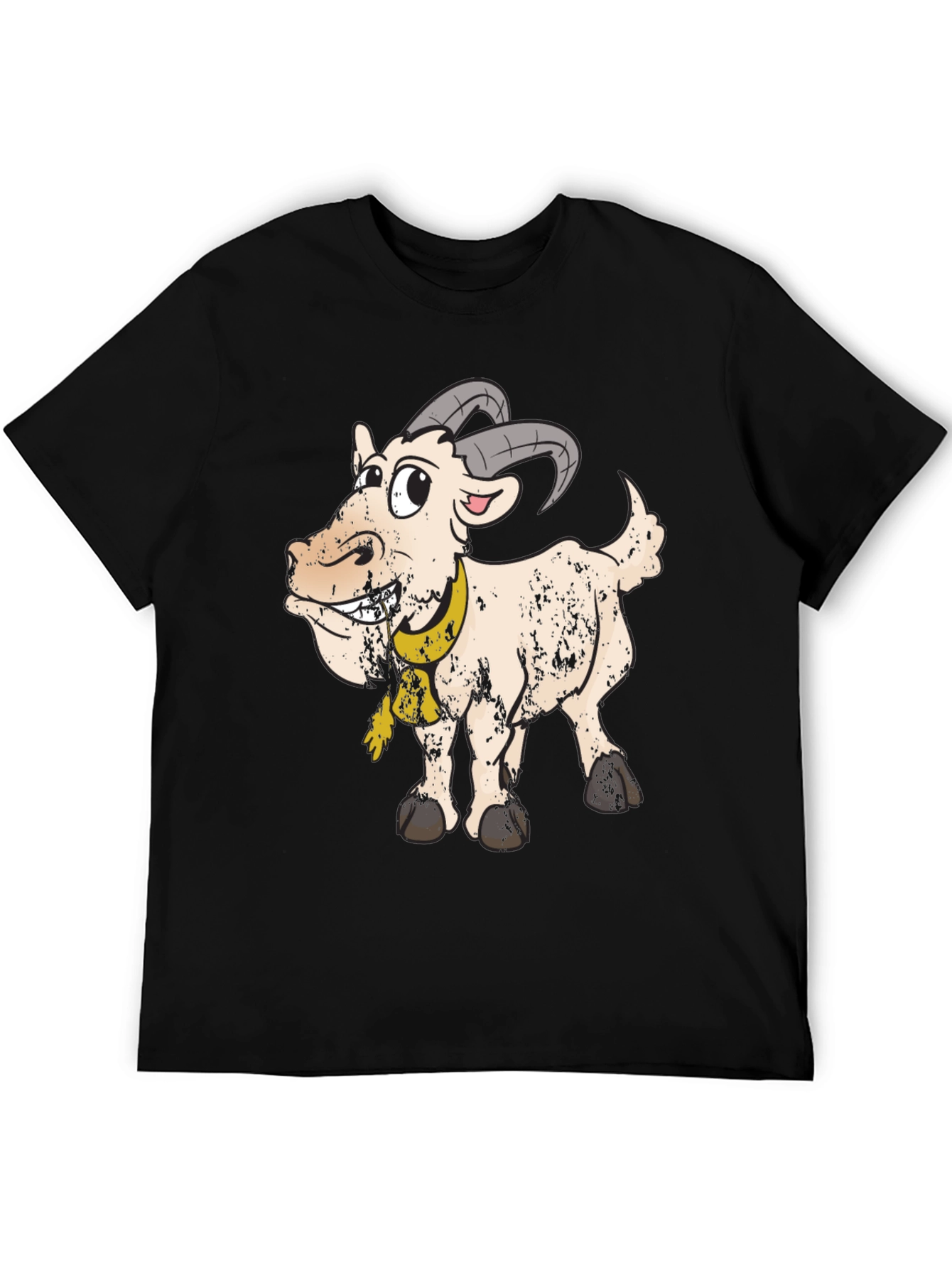 Goofy Goat Graphic Tee - Black Cotton Blend T-Shirt