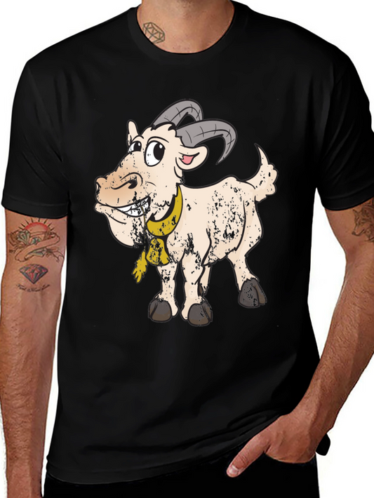 Goofy Goat Graphic Tee - Black Cotton Blend T-Shirt