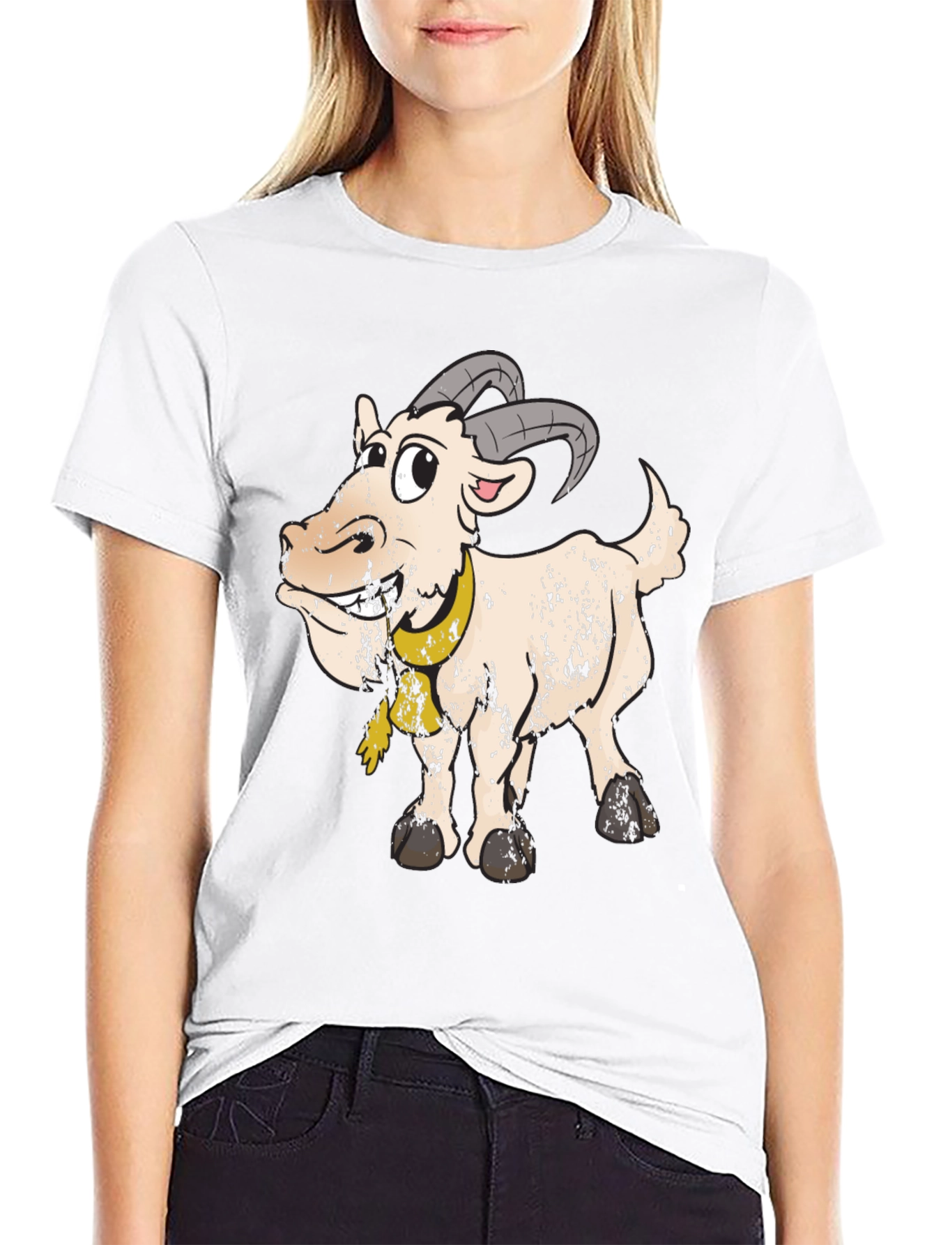 Goofy Goat Graphic Tee - Black Cotton Blend T-Shirt