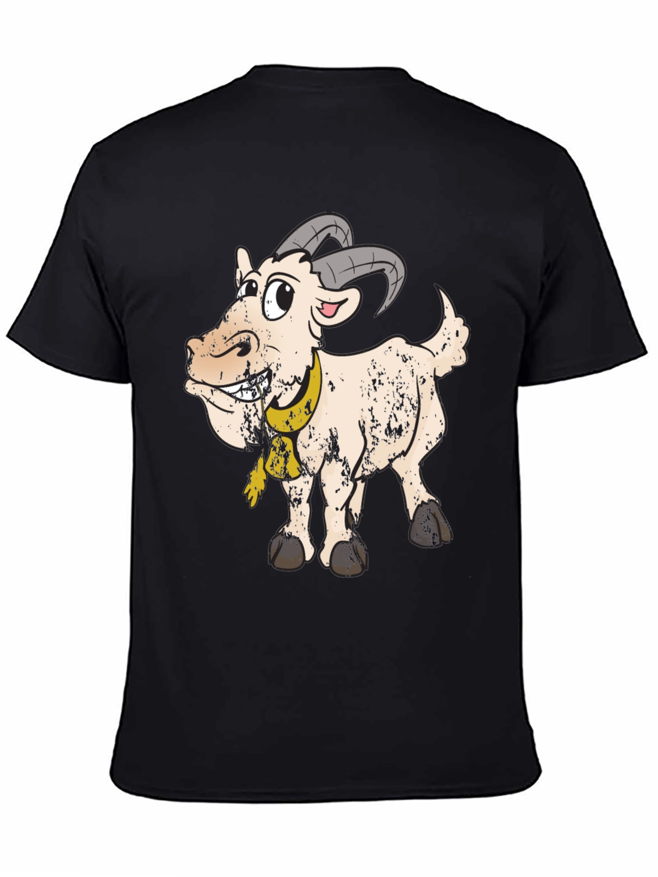 Goofy Goat Graphic Tee - Black Cotton Blend T-Shirt