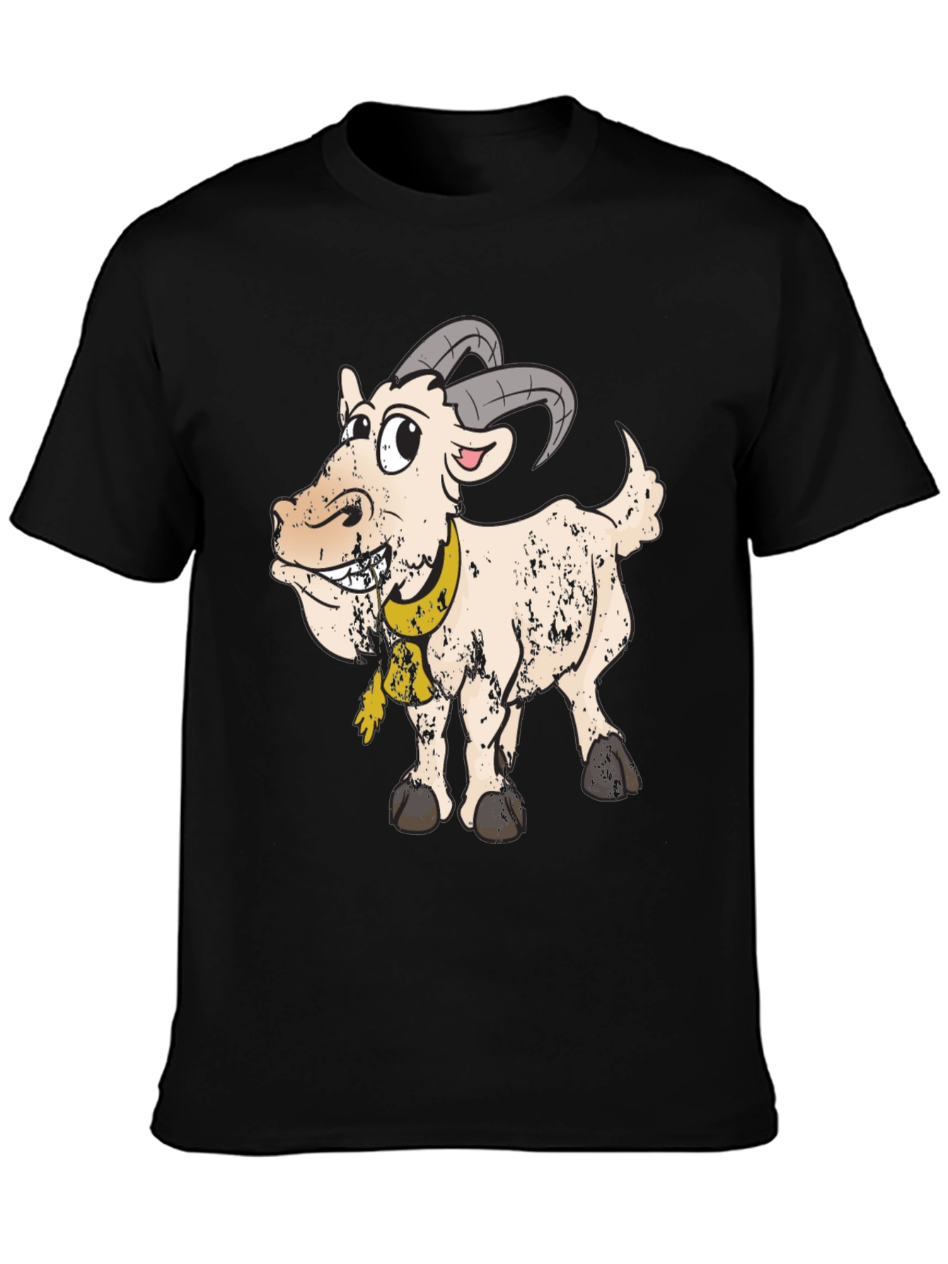 Goofy Goat Graphic Tee - Black Cotton Blend T-Shirt