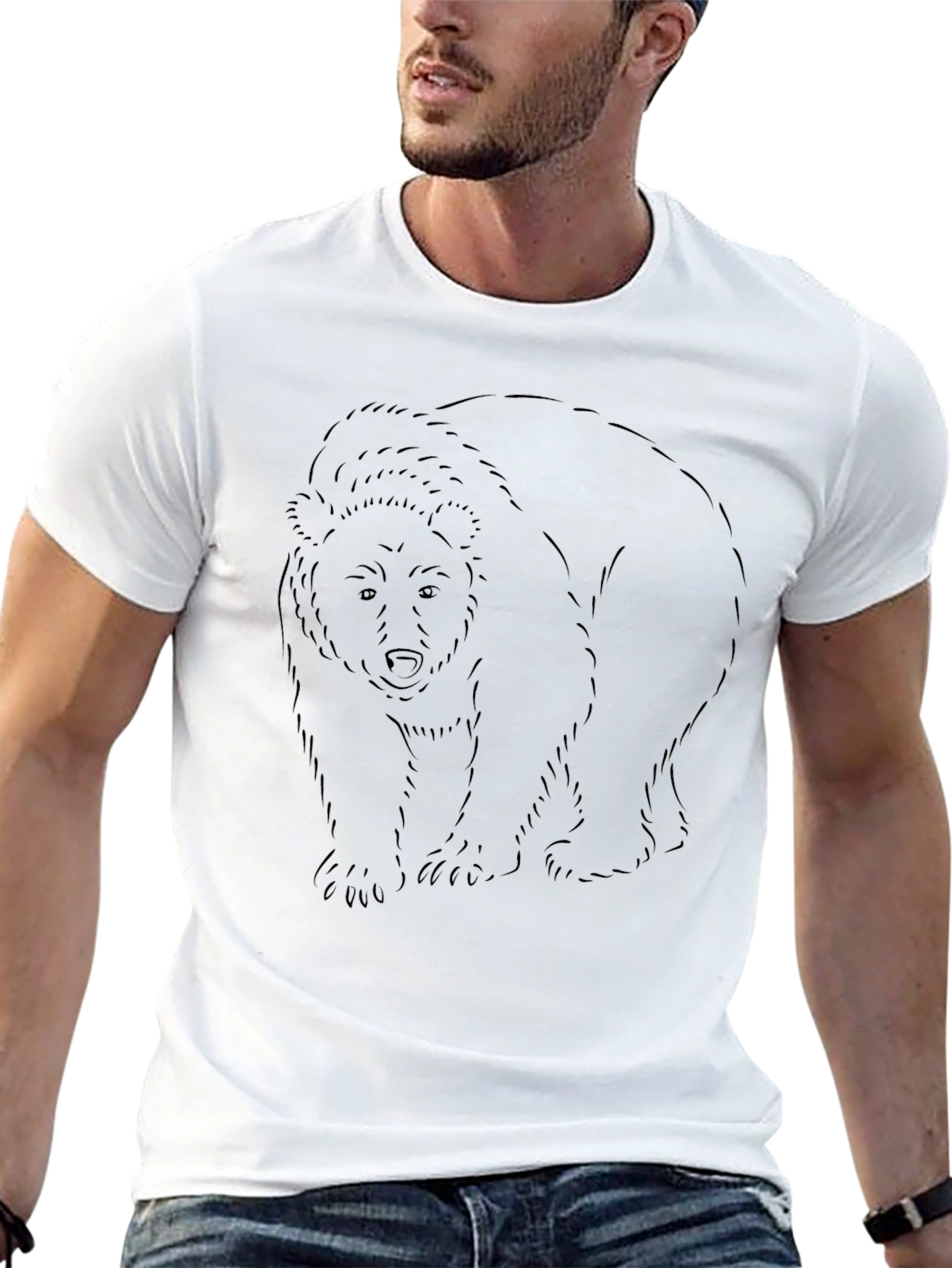 Bear Outline Black T-Shirt