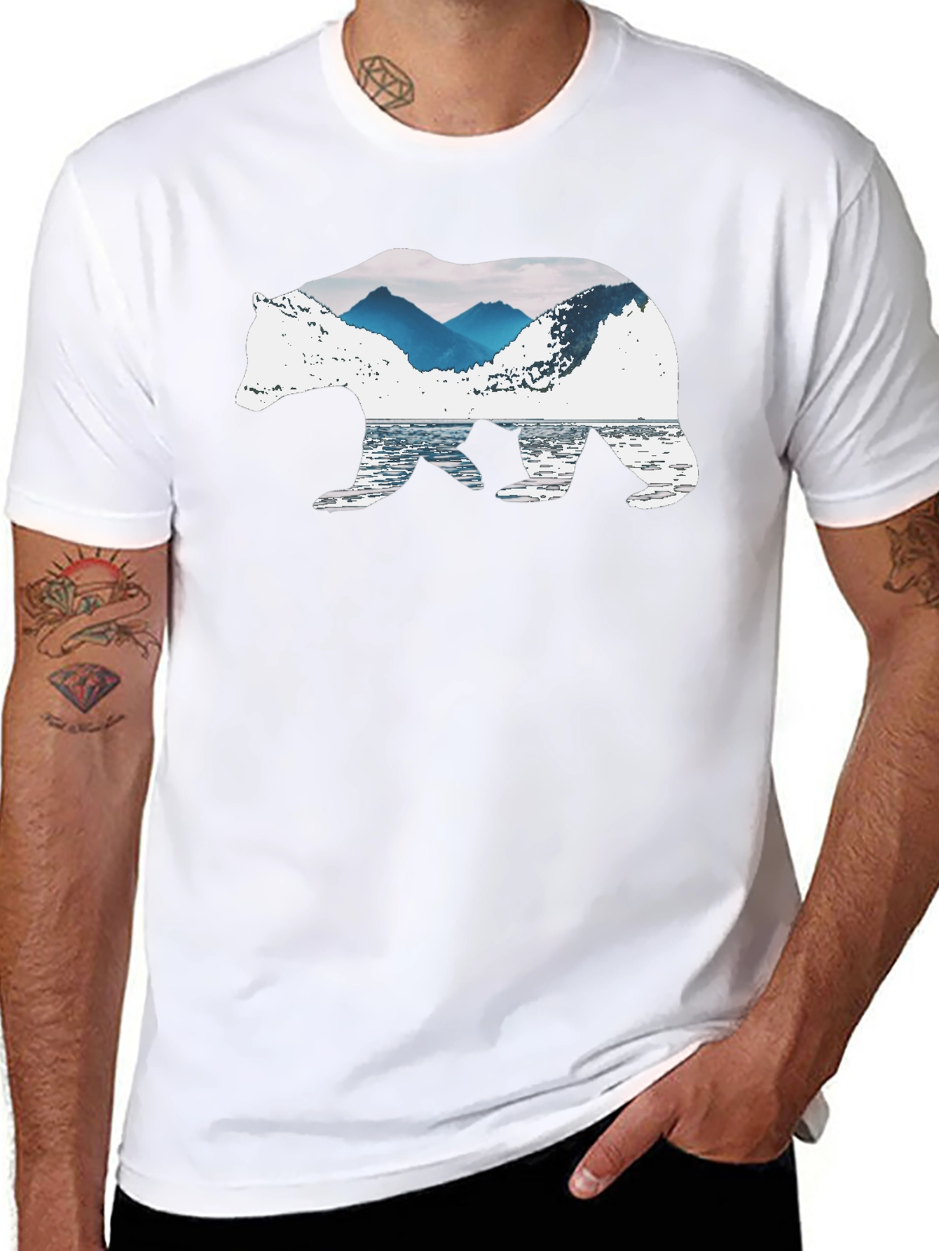 Nature Bear Graphic Tee - Black