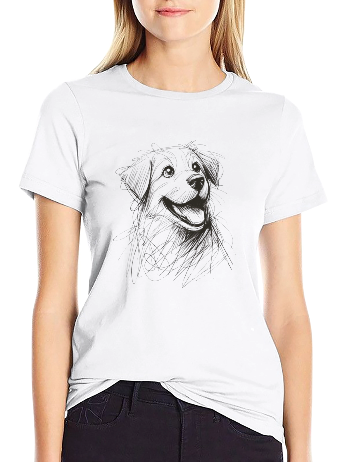 Dog Sketch Black T-Shirt: Casual Stylish