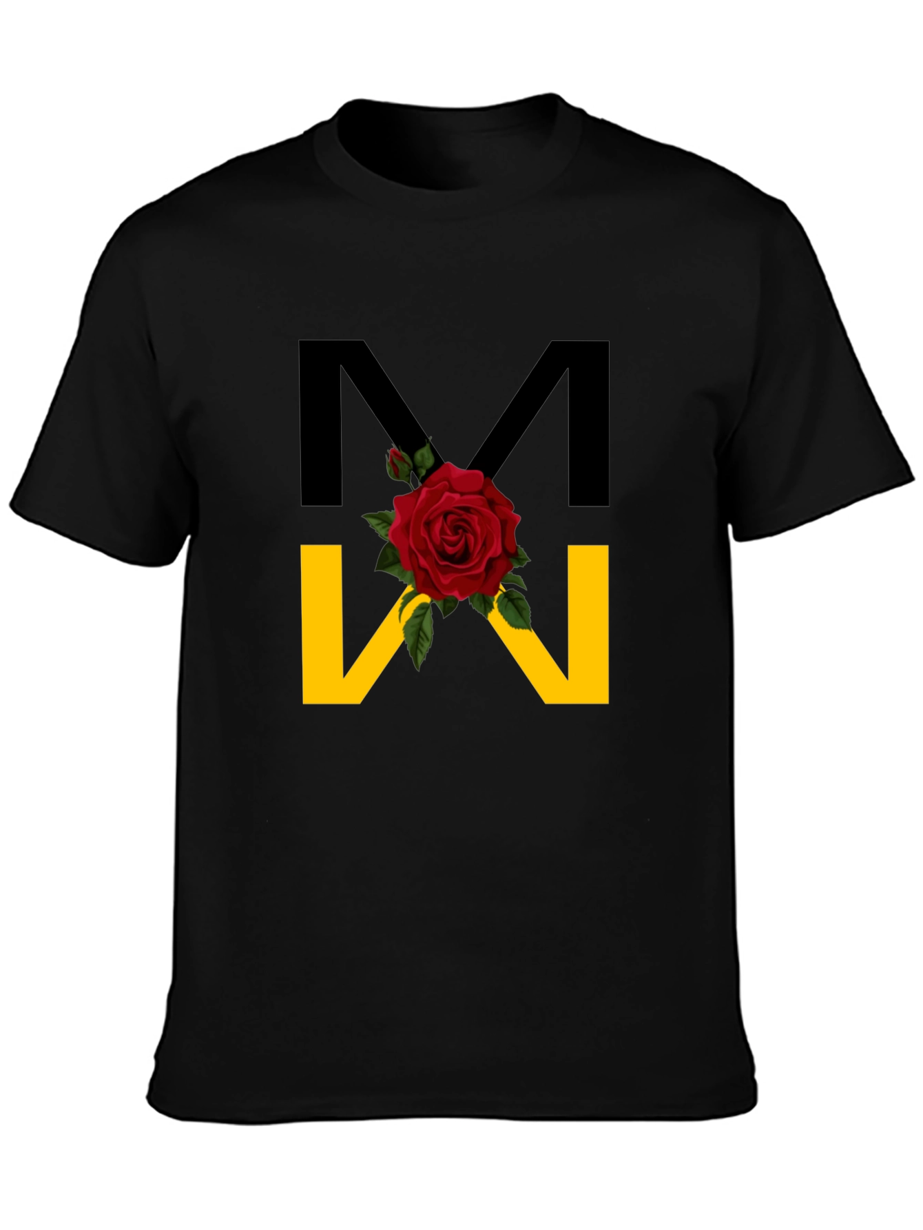 Floral M Graphic Black T-Shirt