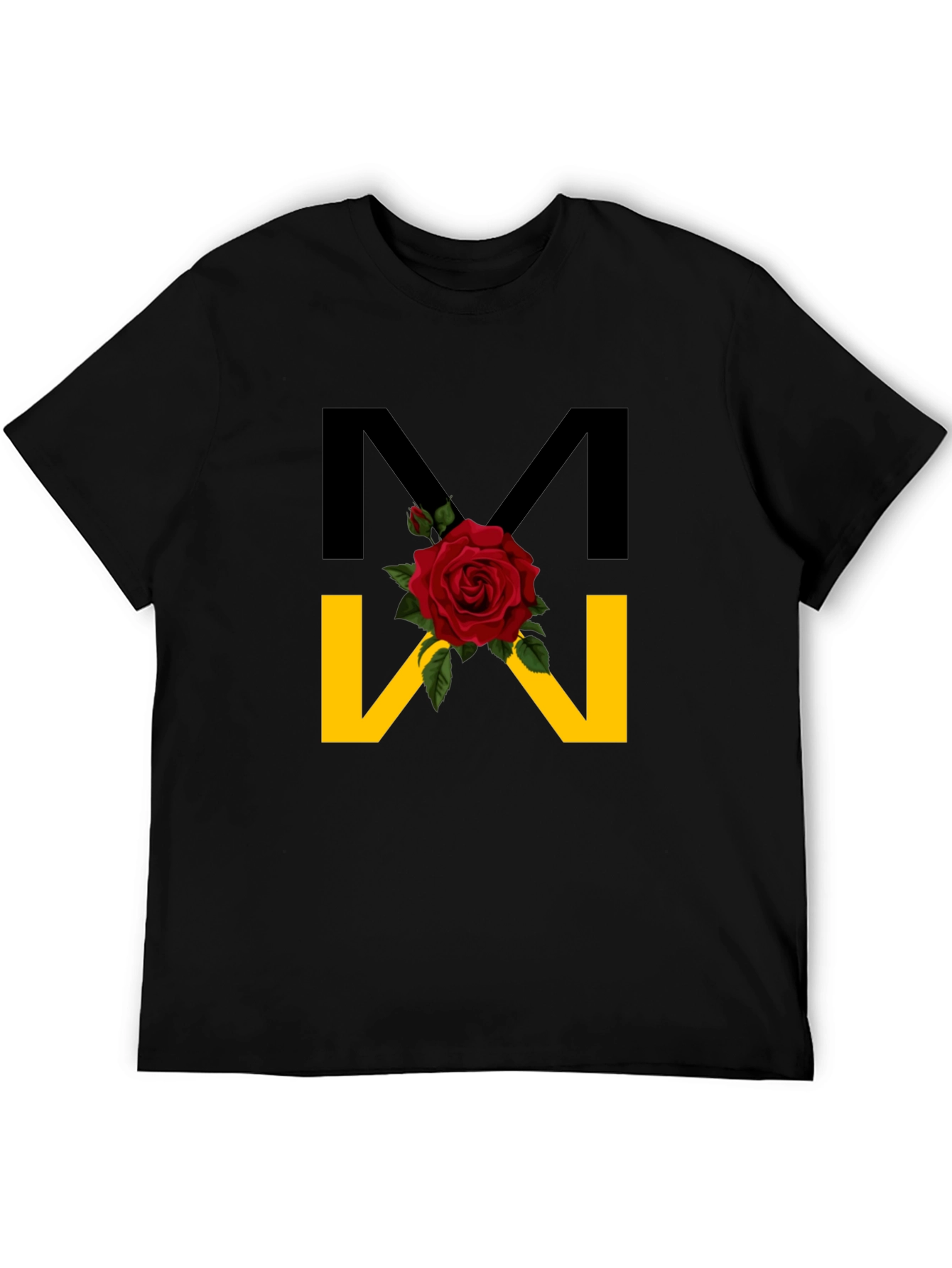 Floral M Graphic Black T-Shirt