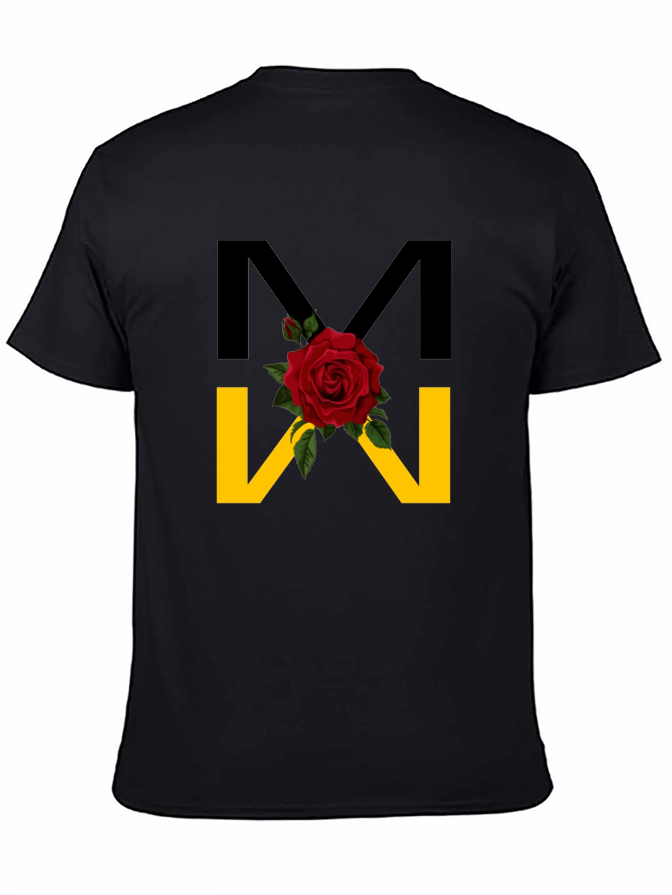 Floral M Graphic Black T-Shirt