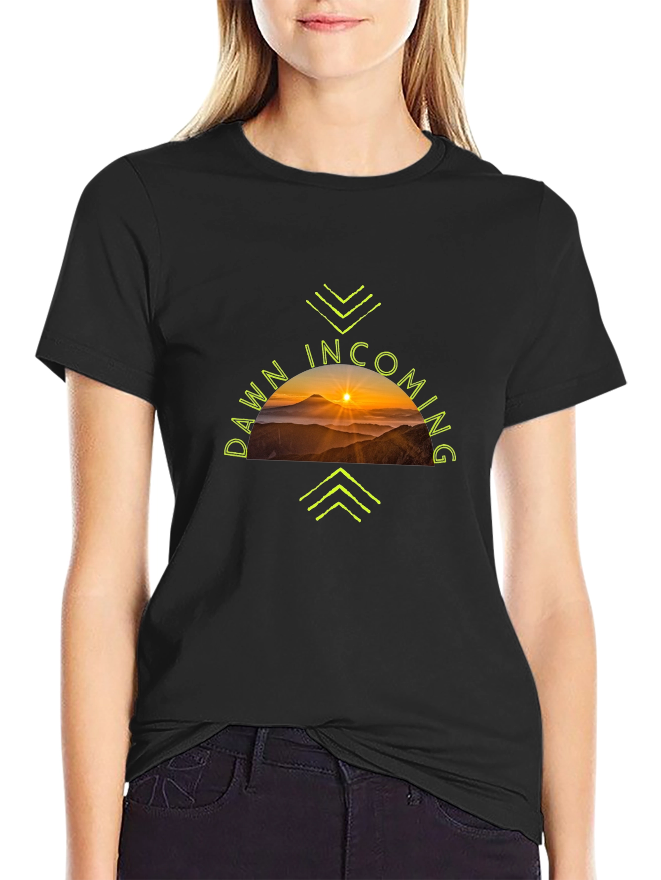 Dawn Incoming Graphic Tee - Black Cotton T-Shirt