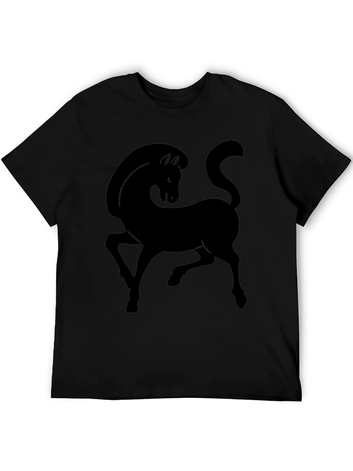 Mens Black T-Shirt with Horse Graphic