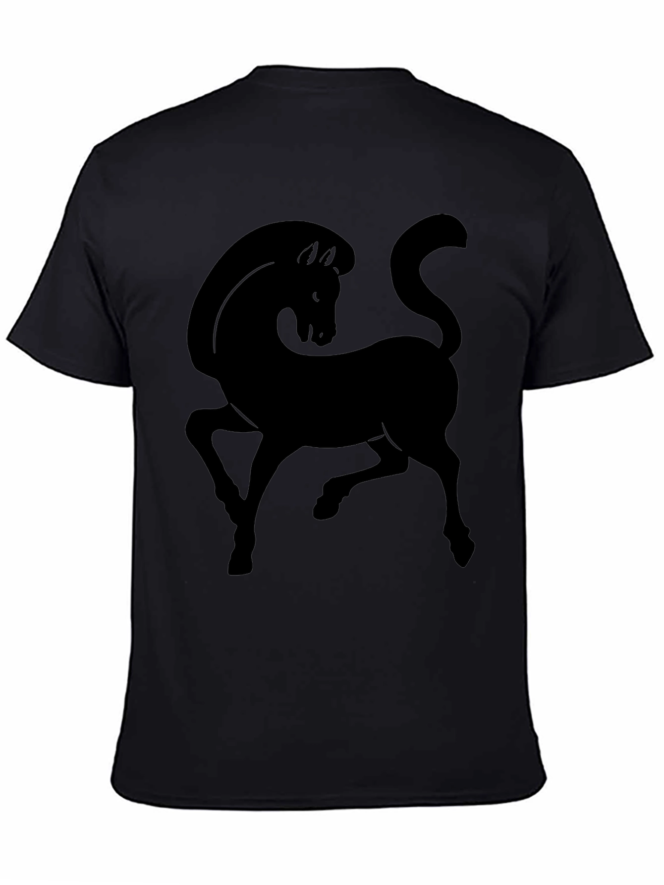 Mens Black T-Shirt with Horse Graphic