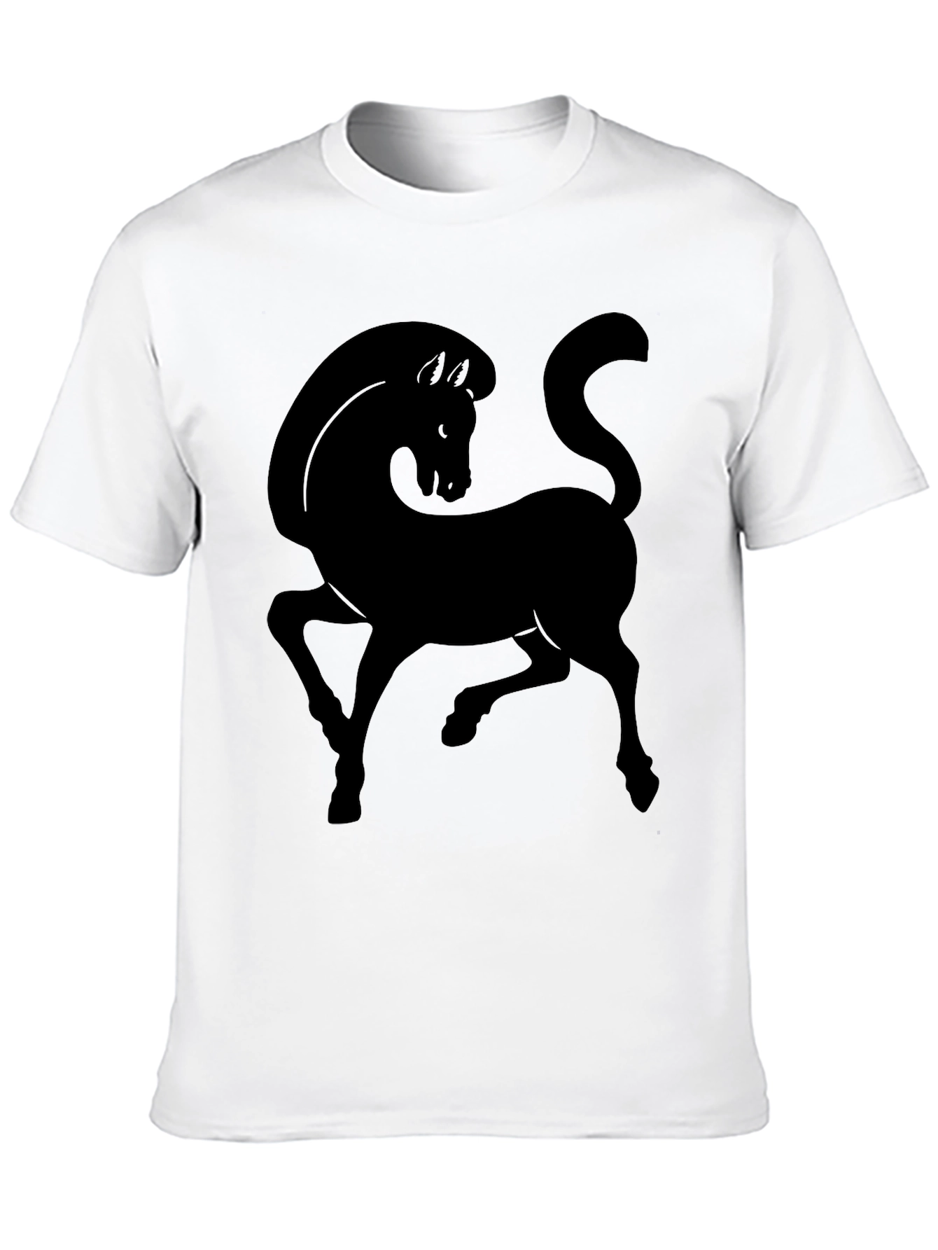 Mens Black T-Shirt with Horse Graphic