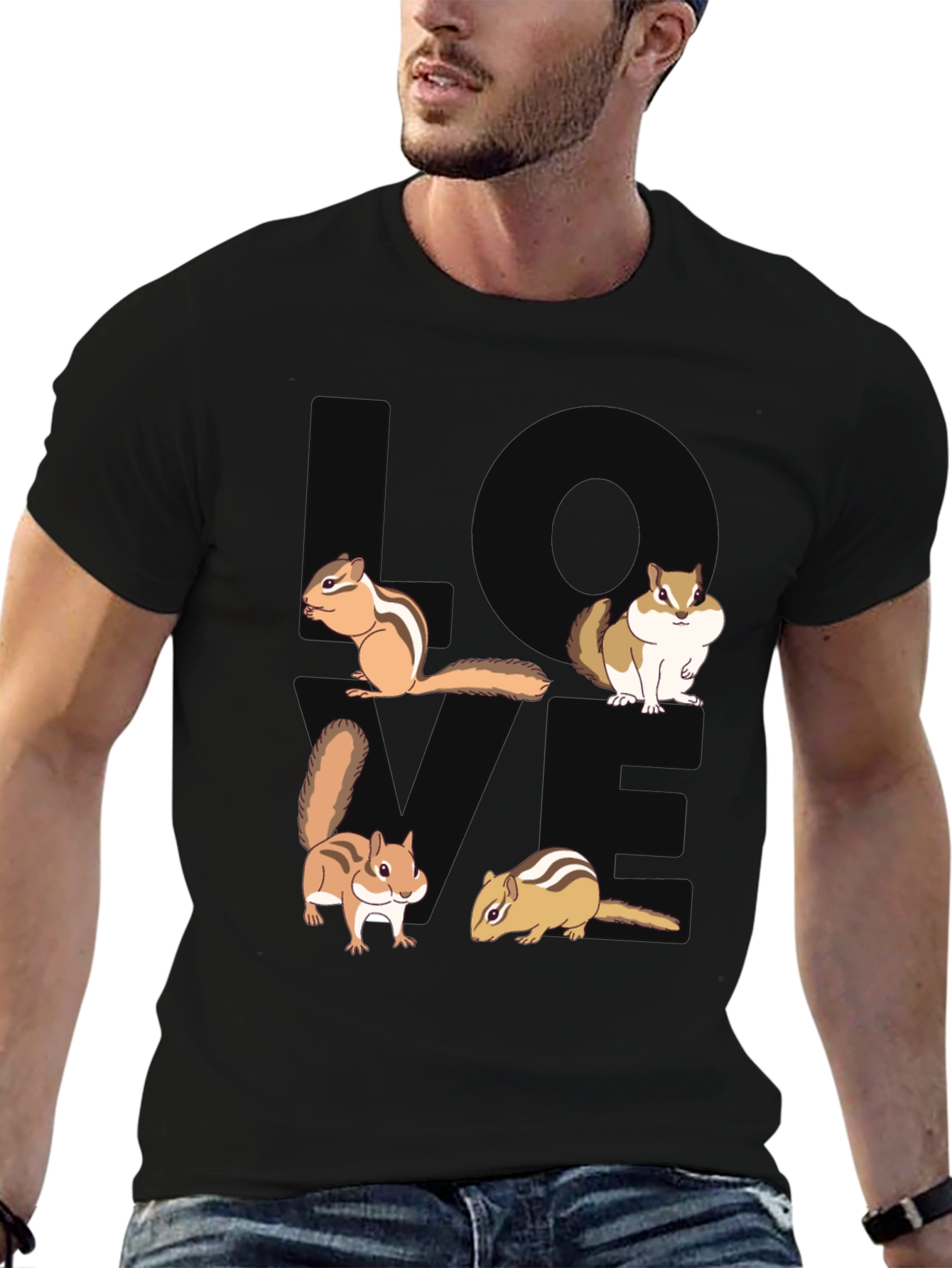 Chipmunk Love Graphic T-Shirt - Black