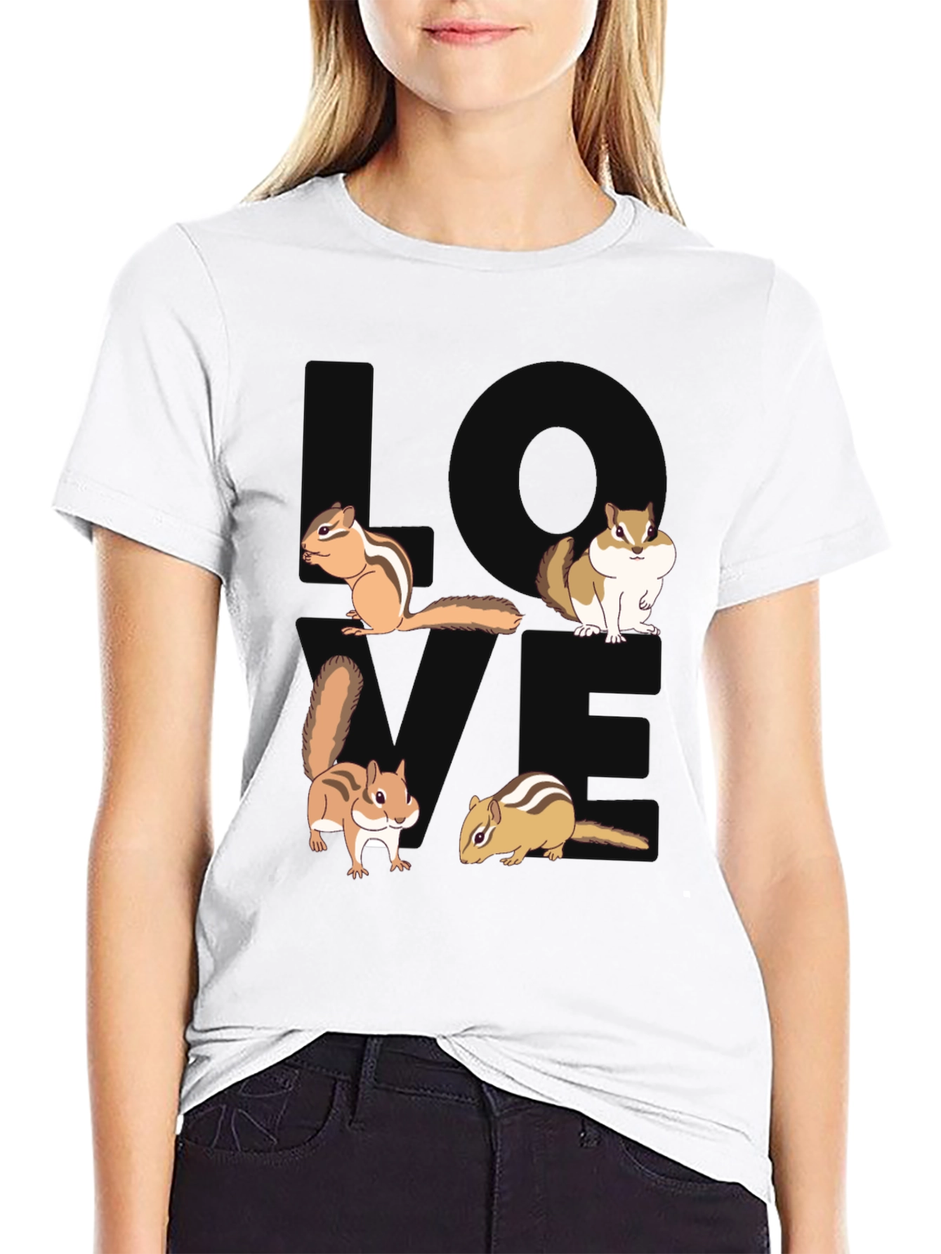 Chipmunk Love Graphic T-Shirt - Black