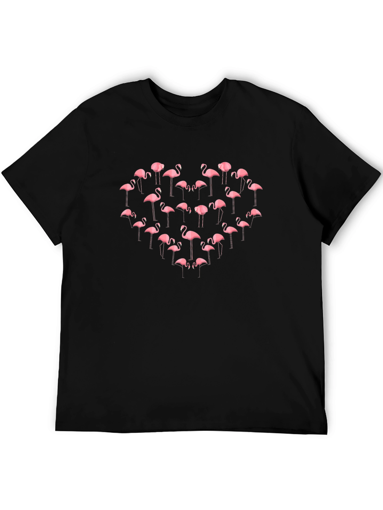 Flamingo Heart Black T-Shirt - Stylish & Unique