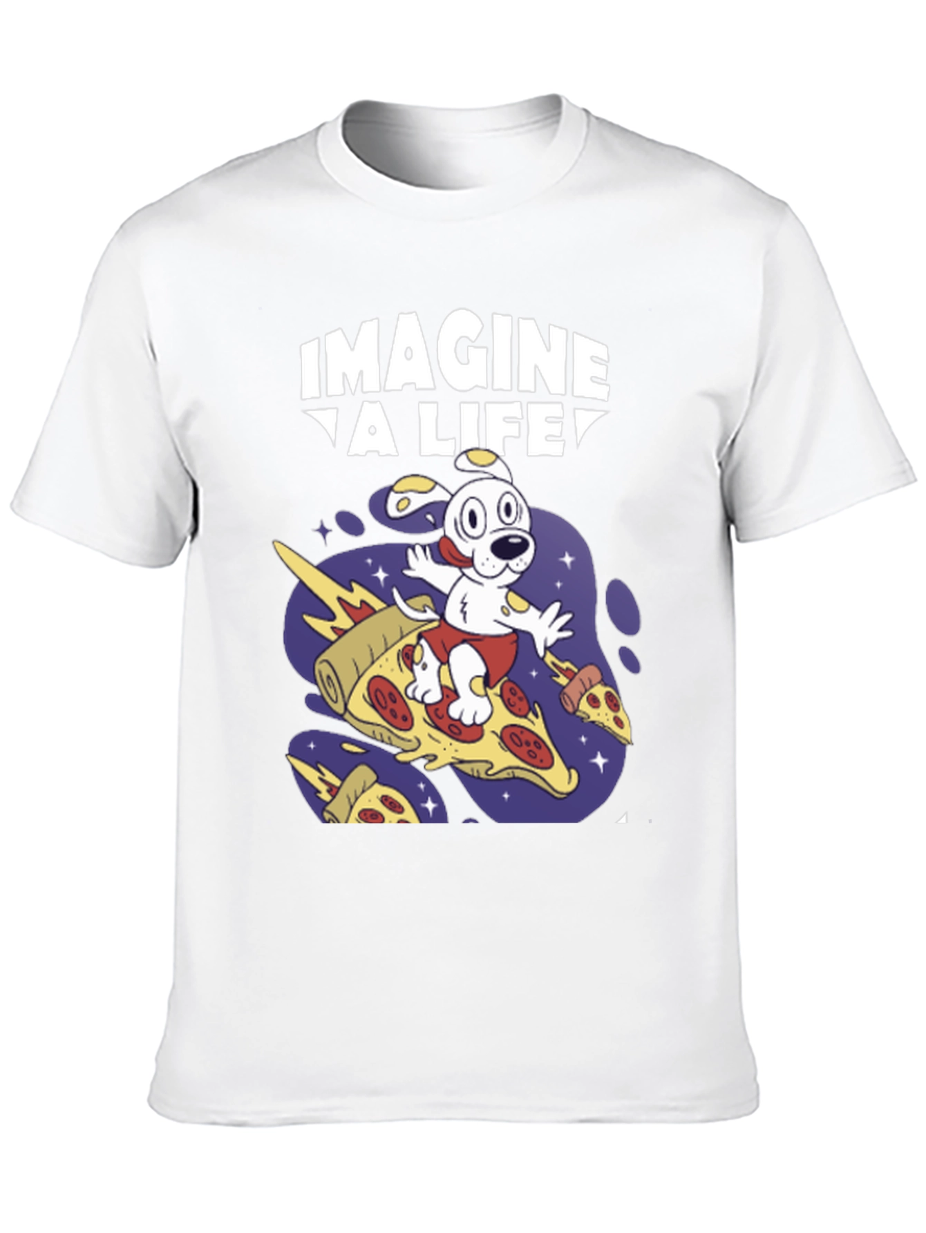 Imagine A Life Pizza Dog Graphic T-Shirt