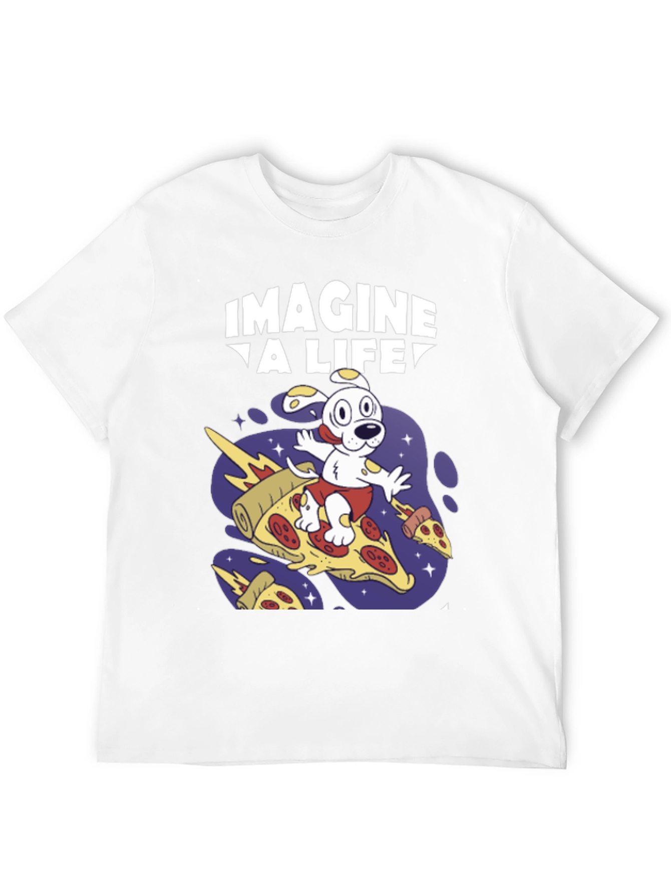 Imagine A Life Pizza Dog Graphic T-Shirt