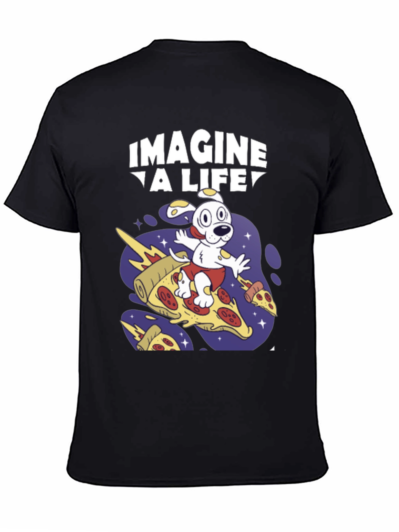 Imagine A Life Pizza Dog Graphic T-Shirt