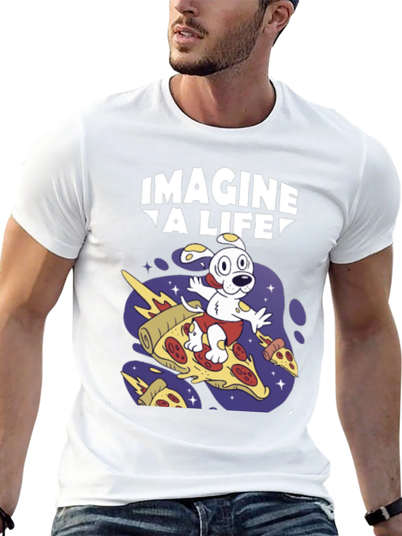 Imagine A Life Pizza Dog Graphic T-Shirt