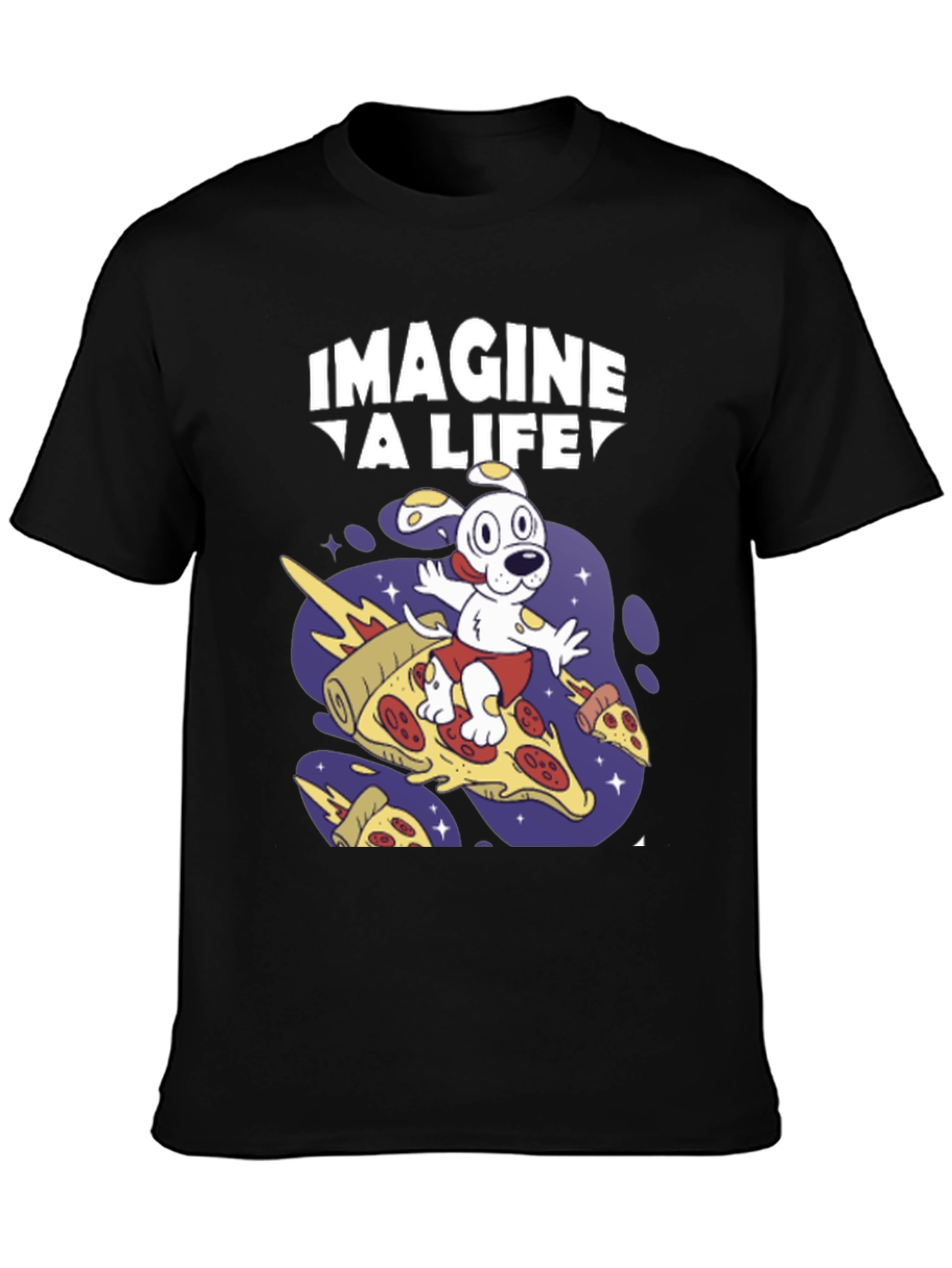 Imagine A Life Pizza Dog Graphic T-Shirt