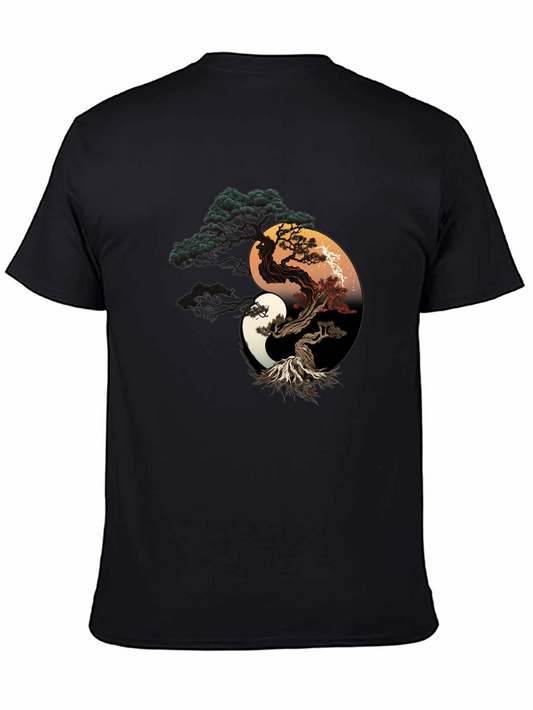 Yin Yang Bonsai Tree Graphic T-Shirt