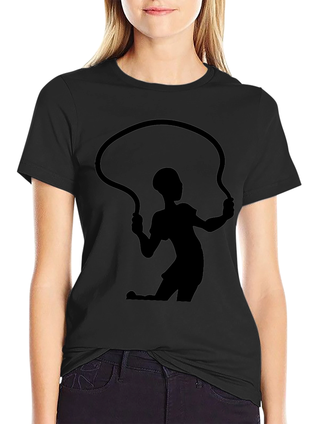 Jump Rope Silhouette Black T-Shirt