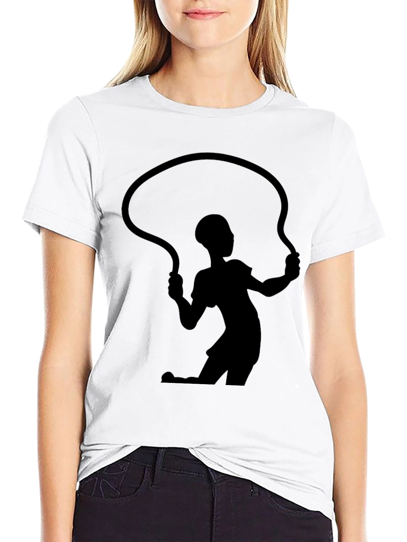 Jump Rope Silhouette Black T-Shirt