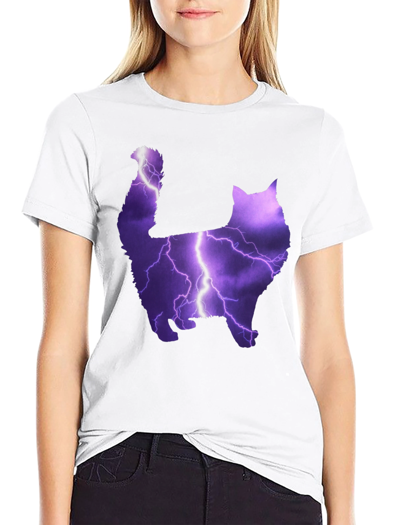 Cat Lightning Bolt Graphic T-Shirt