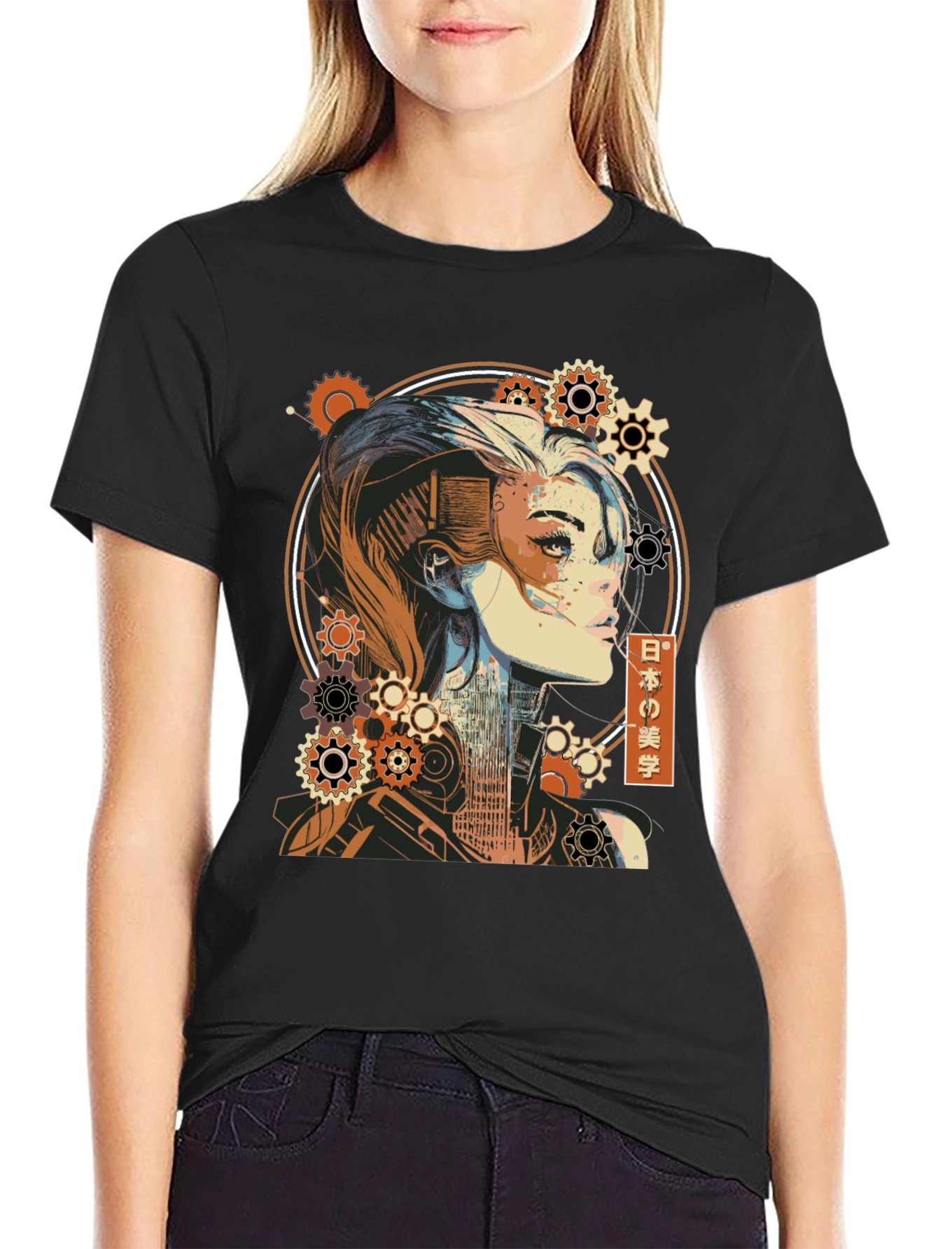 Steampunk Cyberpunk Girl T-Shirt - Artistic Graphic Tee