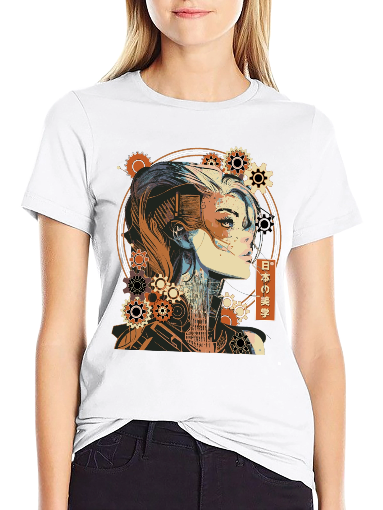 Steampunk Cyberpunk Girl T-Shirt - Artistic Graphic Tee