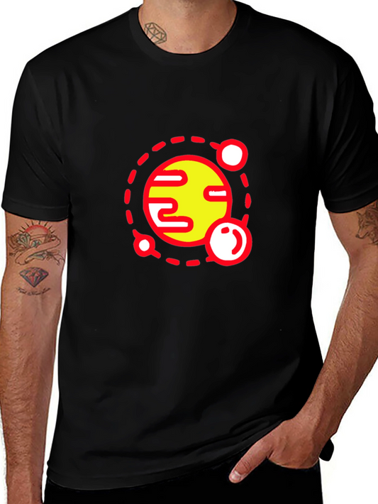 Planet Orbit Graphic Tee - Black Cotton Comfort