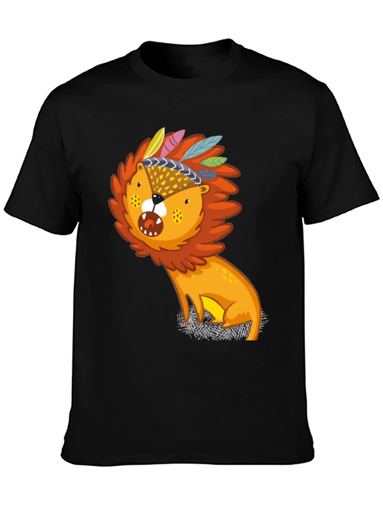 Lion Graphic Print Black Tee