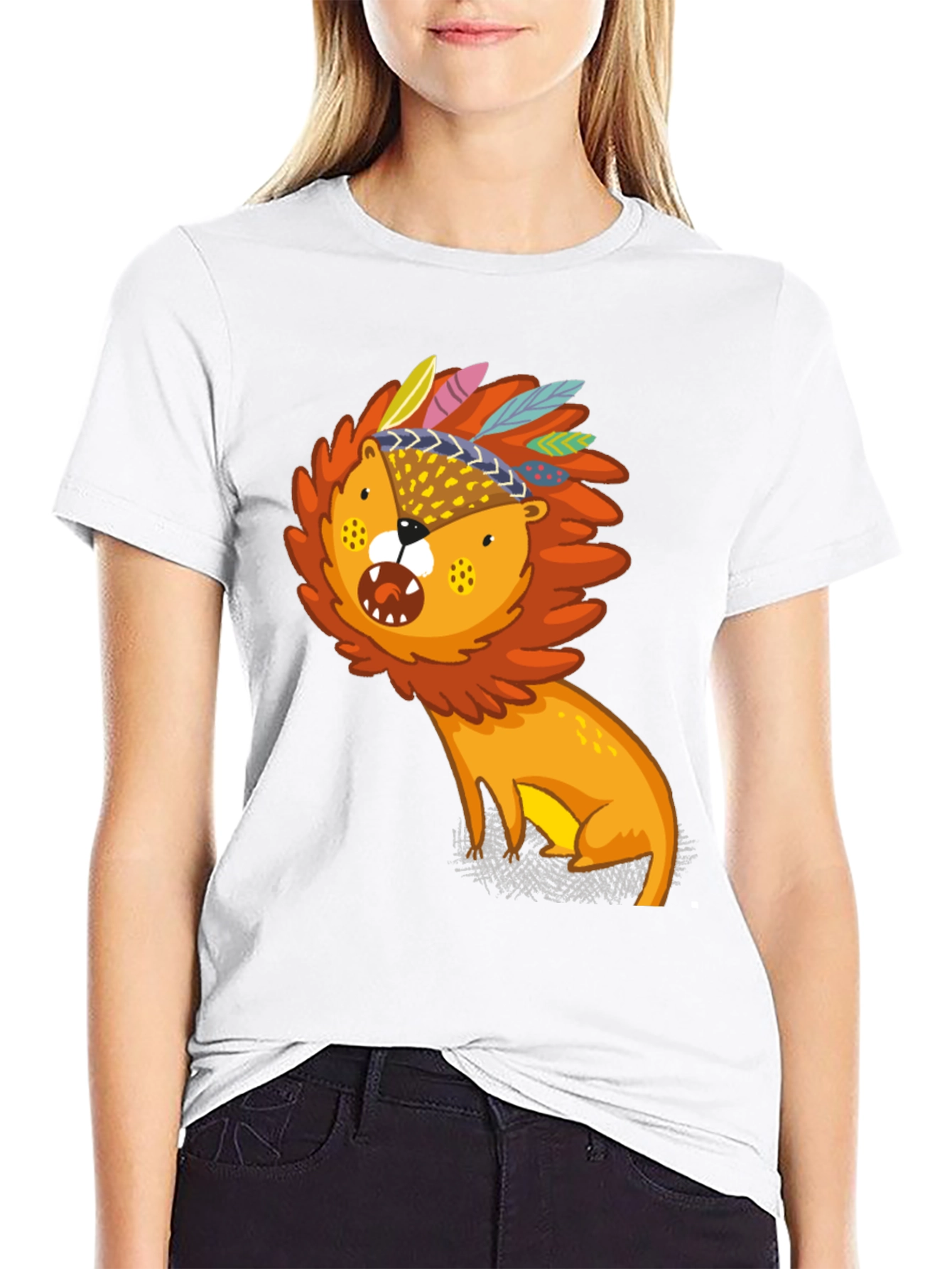 Lion Graphic Print Black Tee