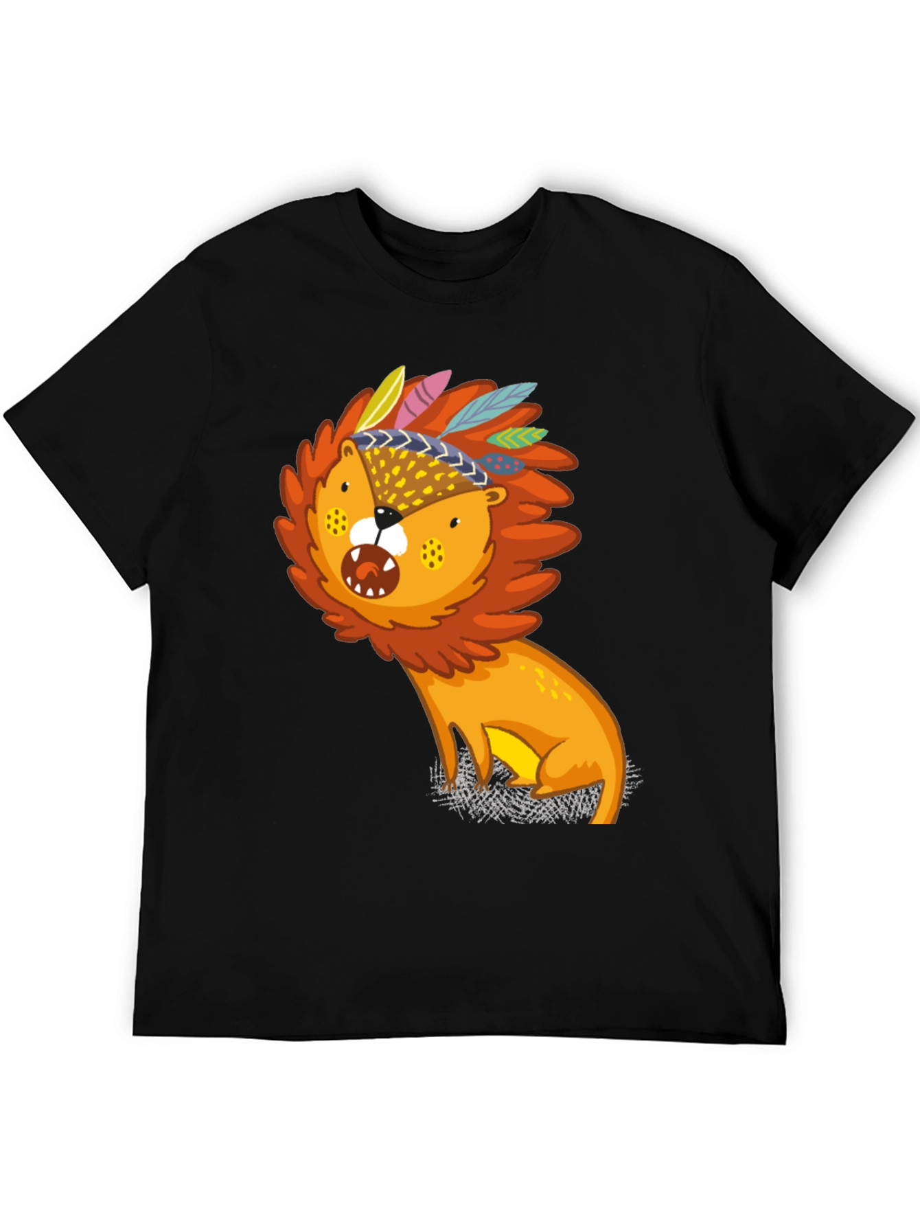 Lion Graphic Print Black Tee