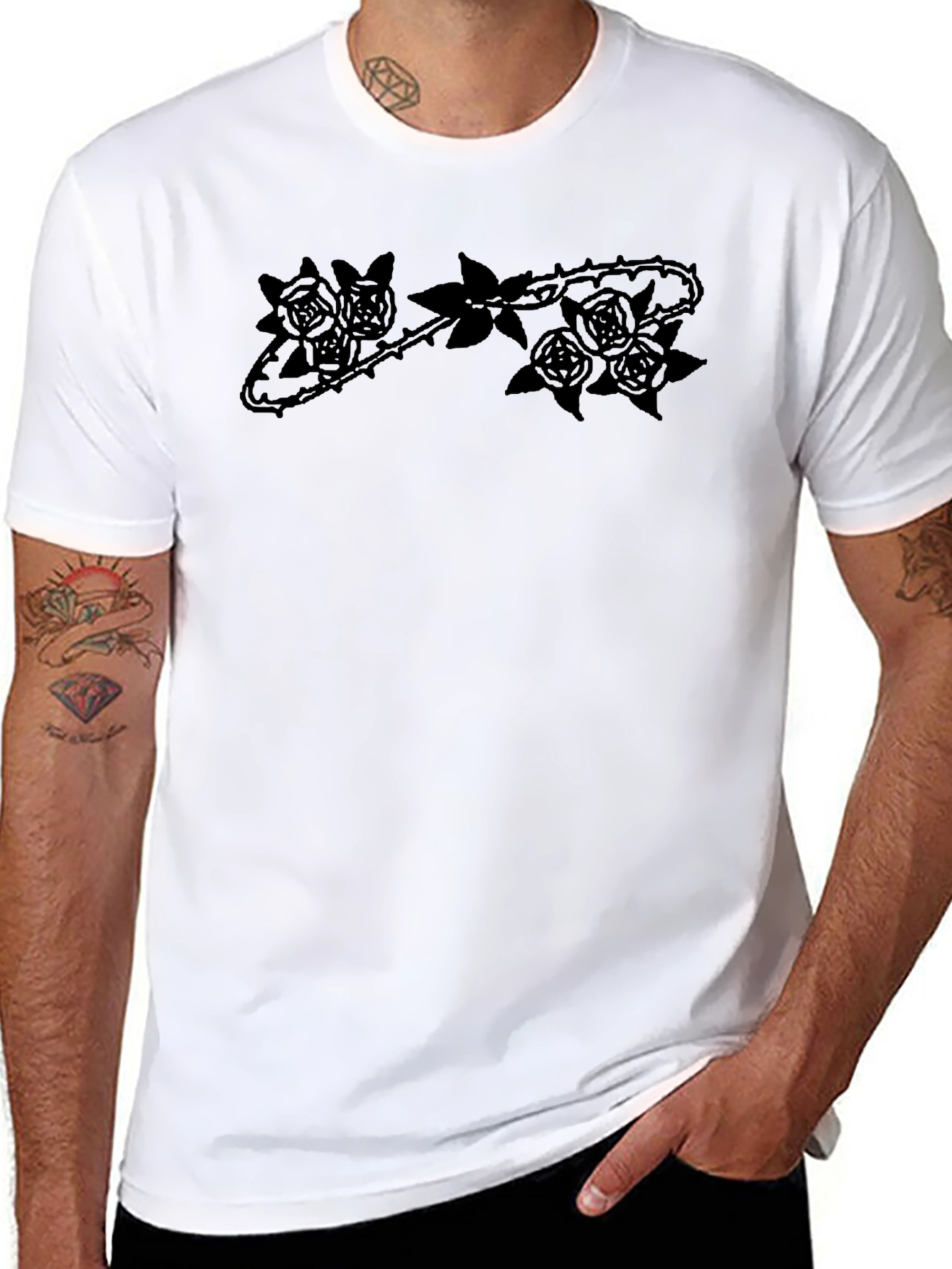 Rose & Thorns Graphic Tee - Edgy Menswear