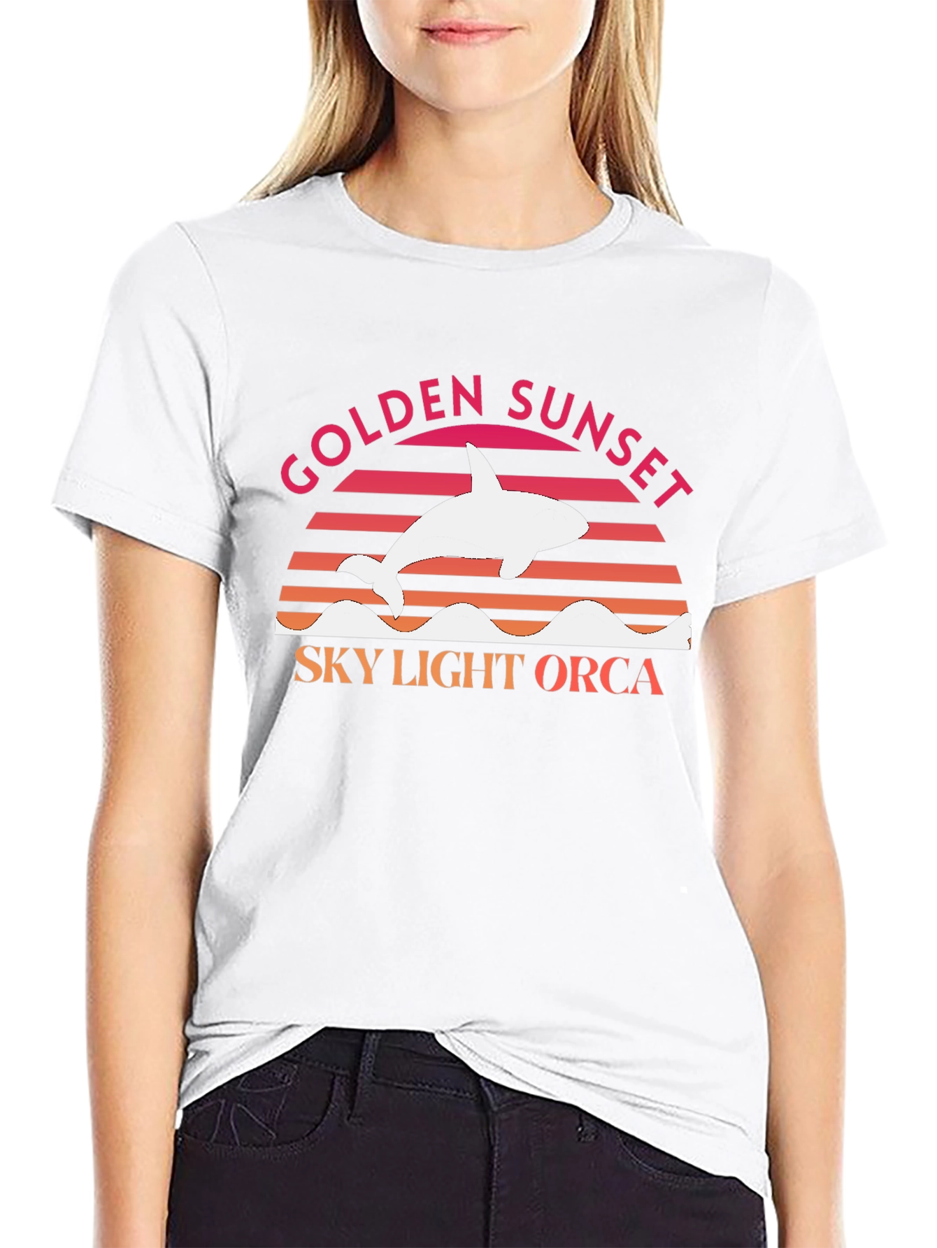 Golden Sunset Sky Light Orca T-Shirt