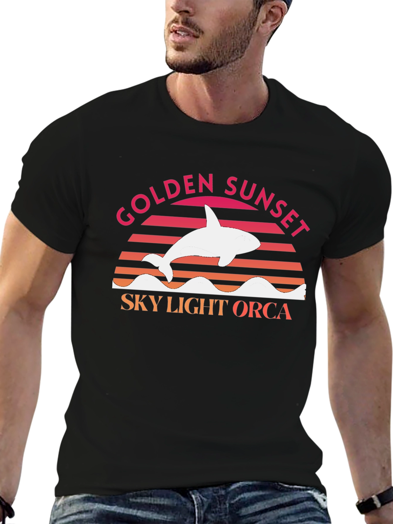 Golden Sunset Sky Light Orca T-Shirt
