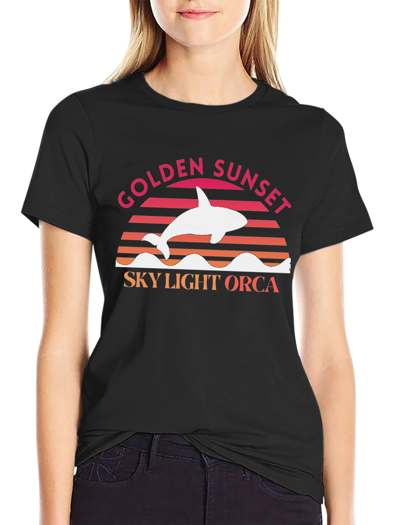 Golden Sunset Sky Light Orca T-Shirt