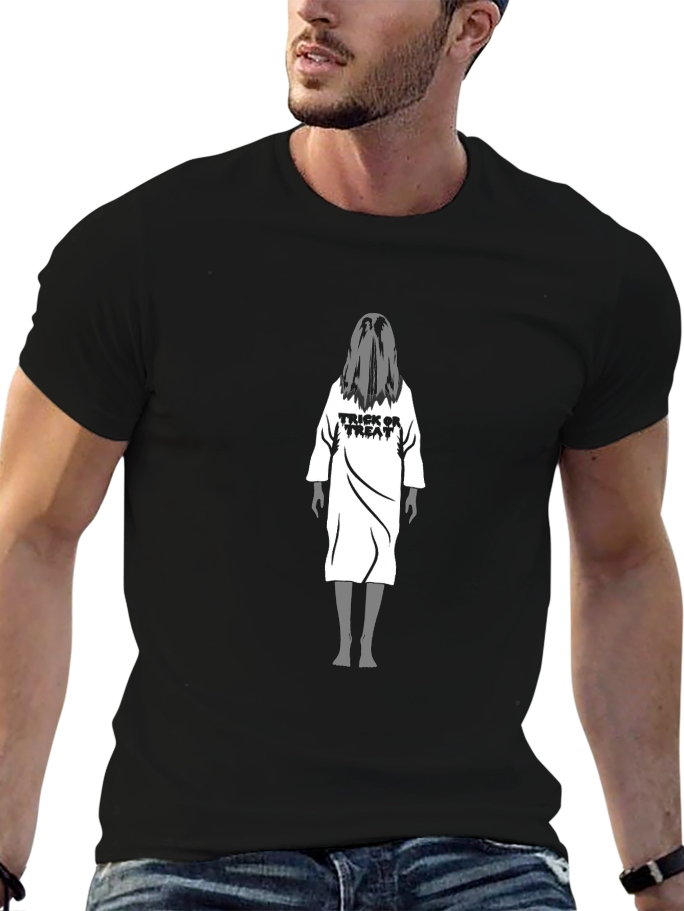 Halloween Ghost Trick or Treat Black T-Shirt