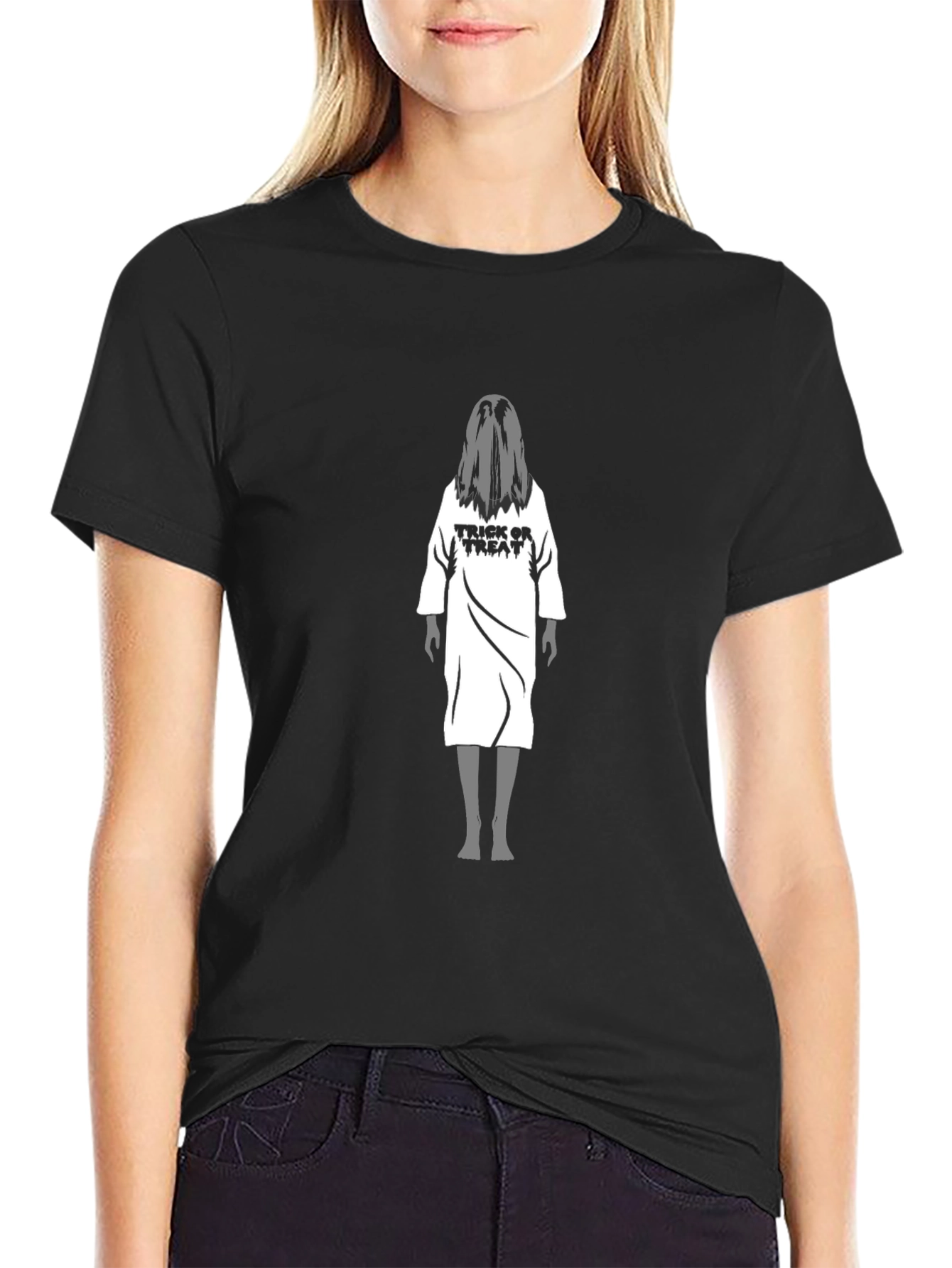 Halloween Ghost Trick or Treat Black T-Shirt