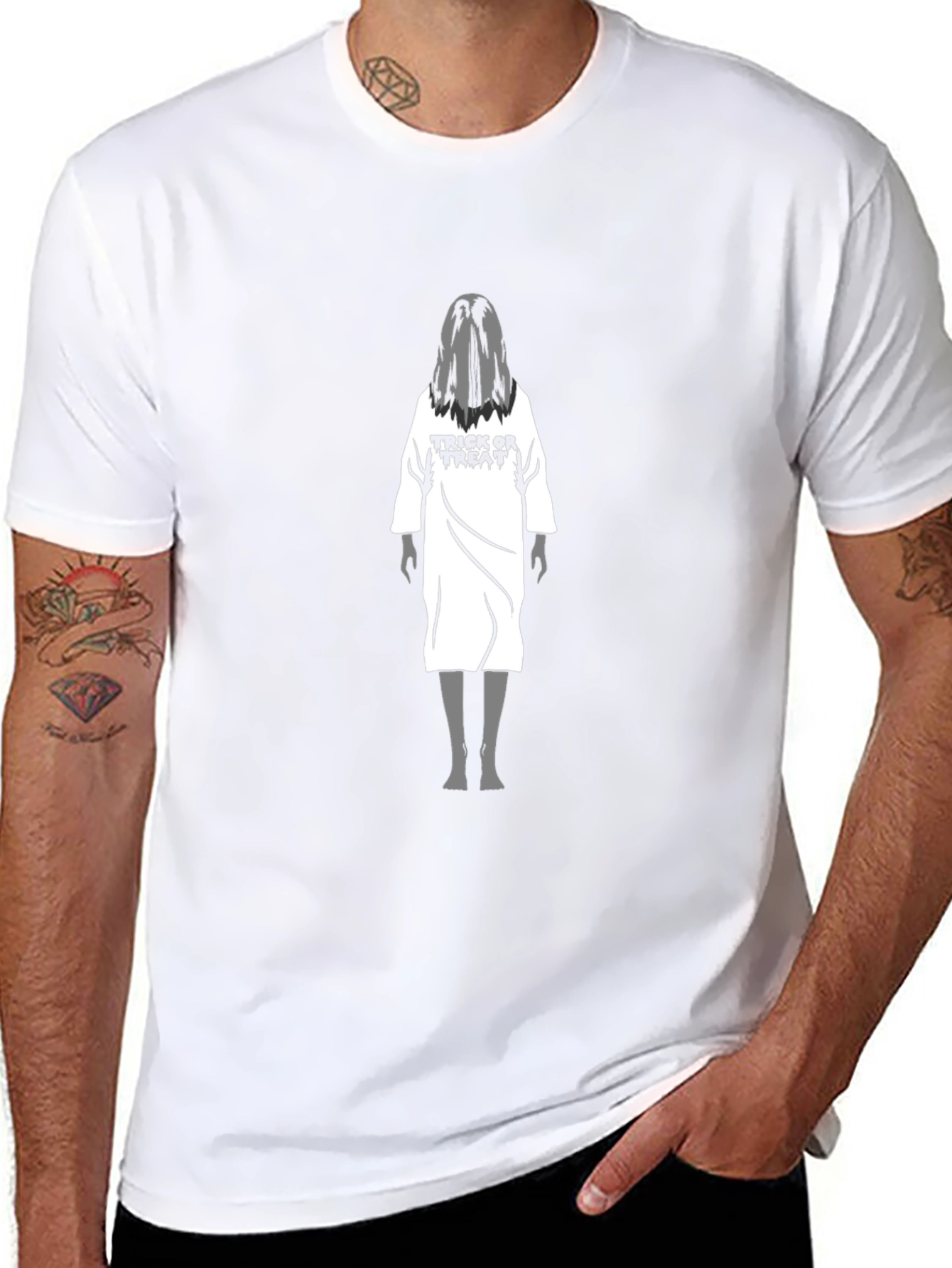 Halloween Ghost Trick or Treat Black T-Shirt