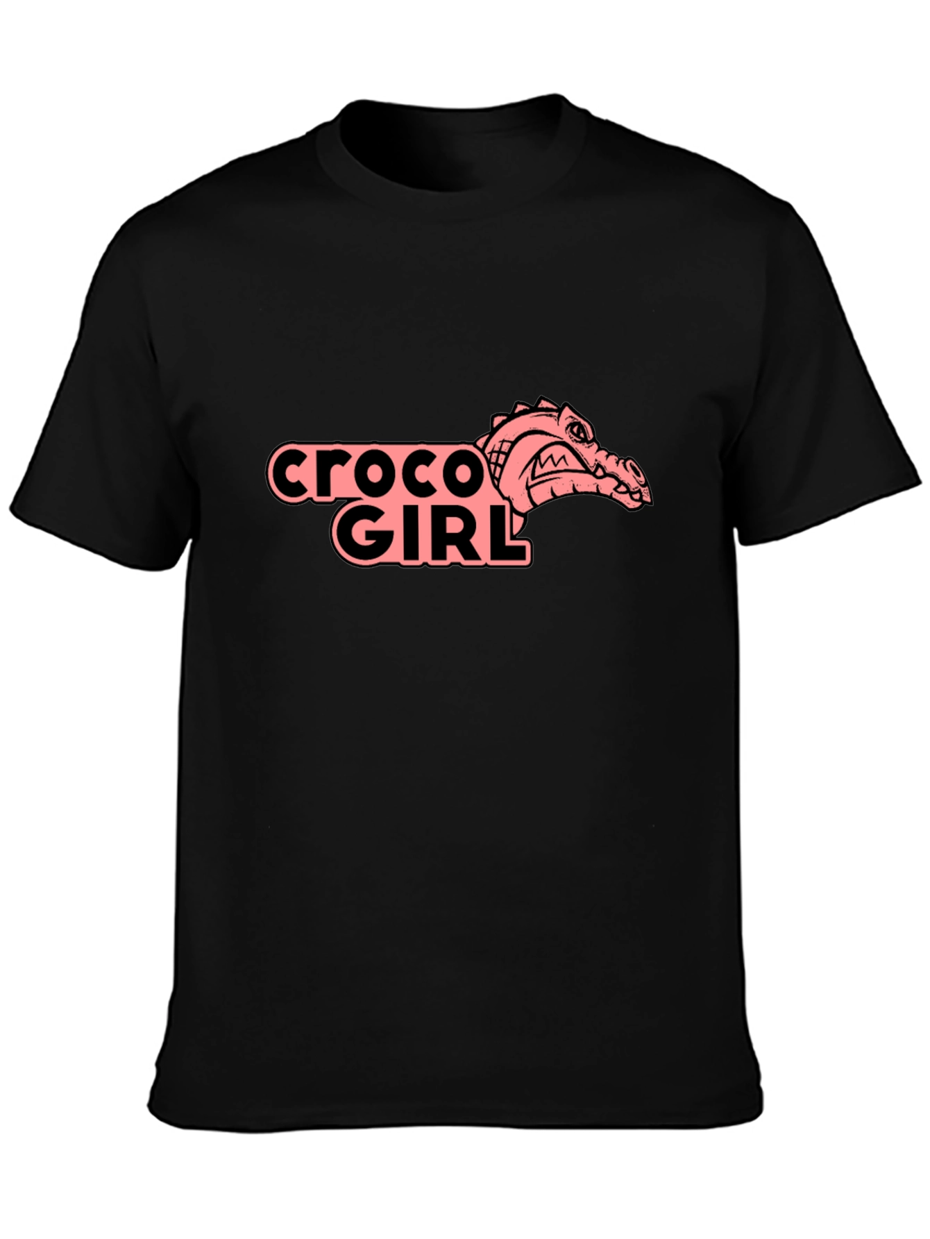 Croco Girl Graphic Tee - Black Cotton T-Shirt