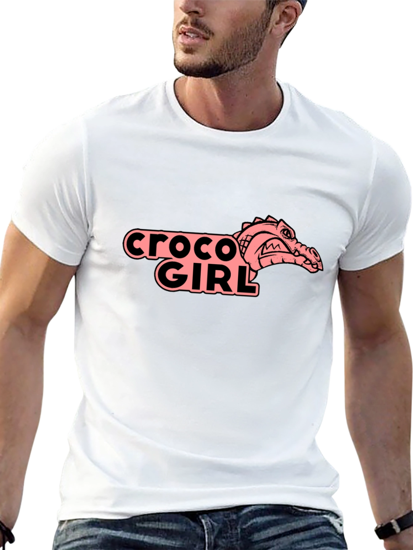 Croco Girl Graphic Tee - Black Cotton T-Shirt