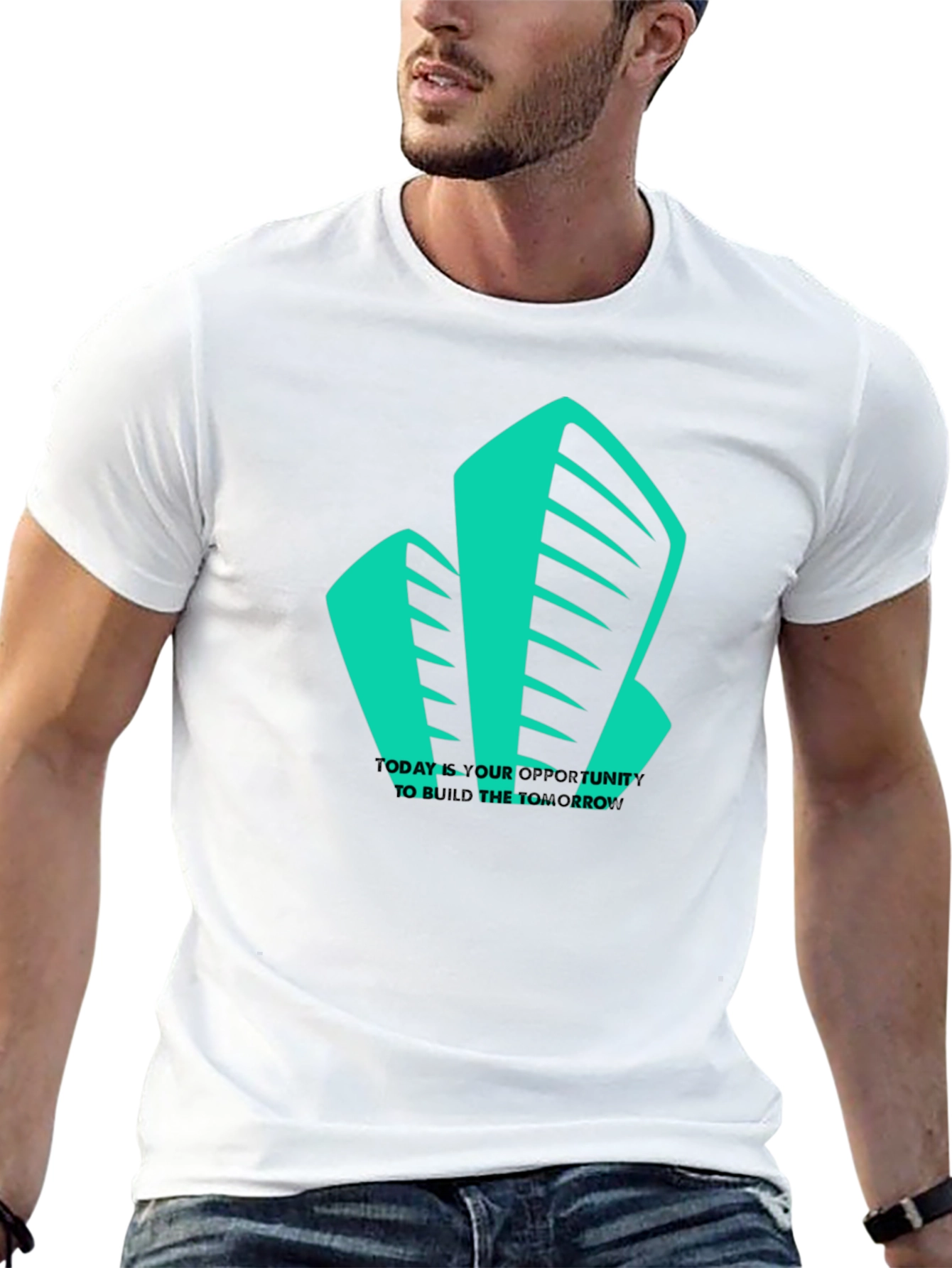 Modern Building Graphic Tee - Black Cotton T-Shirt