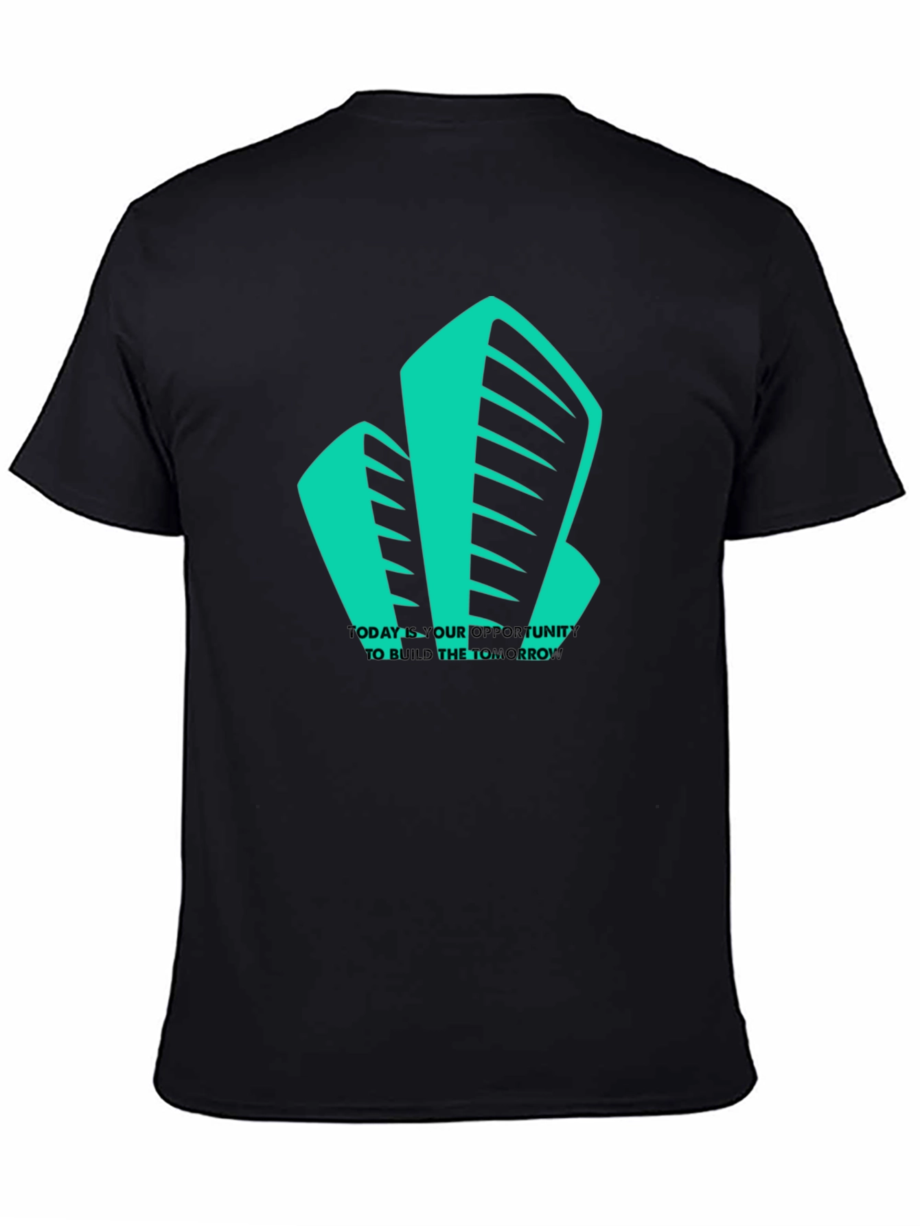 Modern Building Graphic Tee - Black Cotton T-Shirt