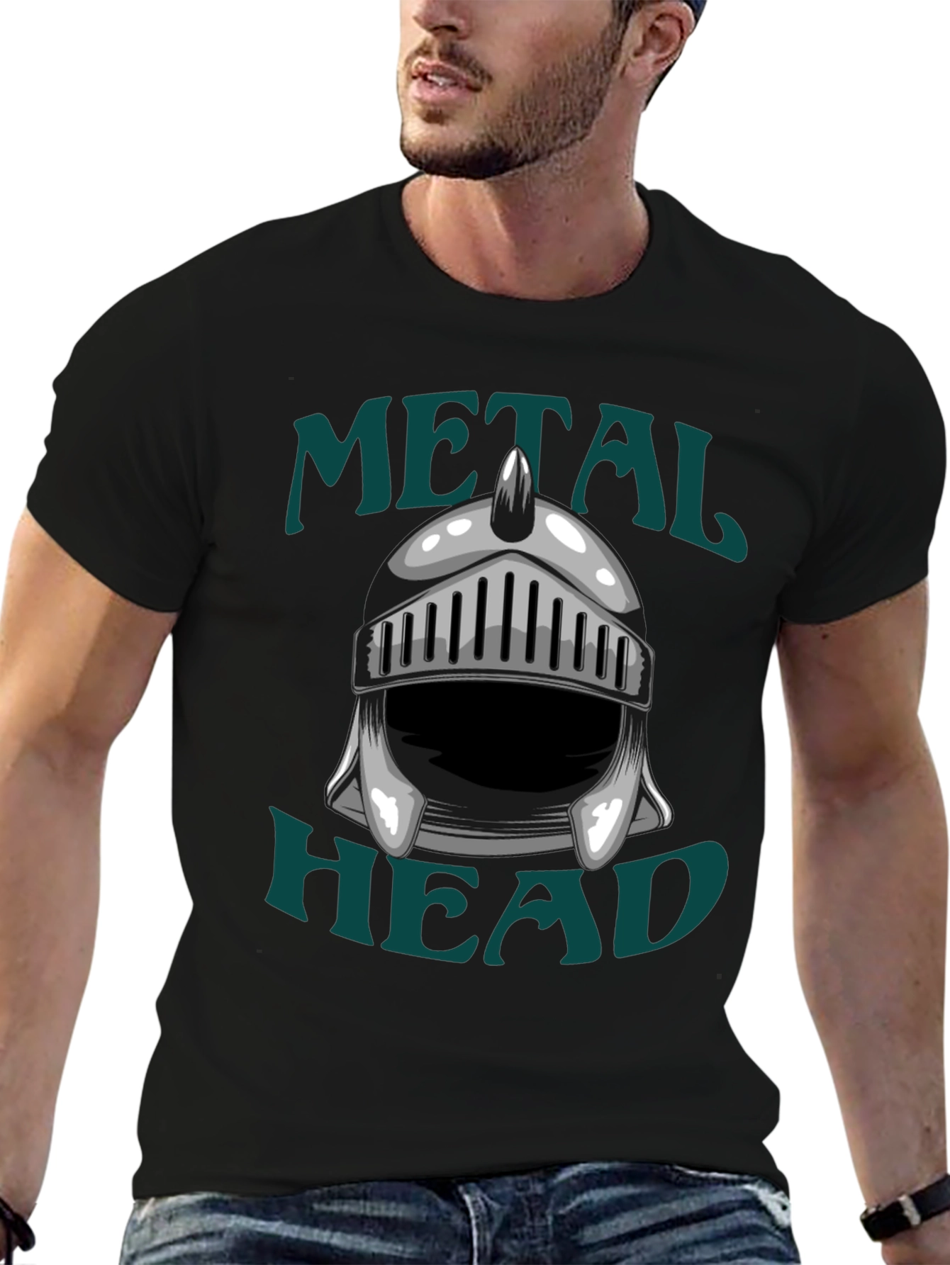 Metal Head Knight Helmet Graphic T-Shirt