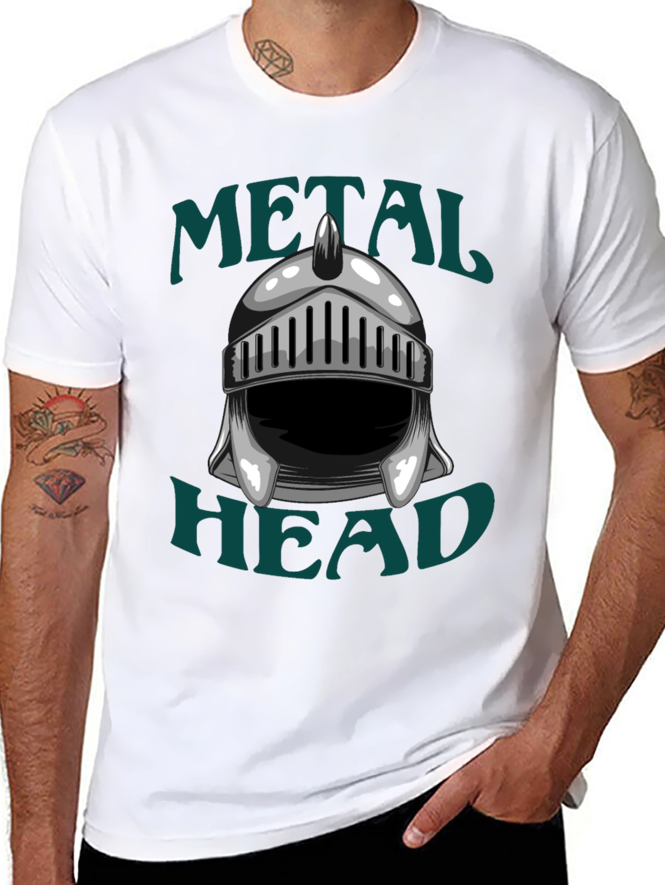 Metal Head Knight Helmet Graphic T-Shirt
